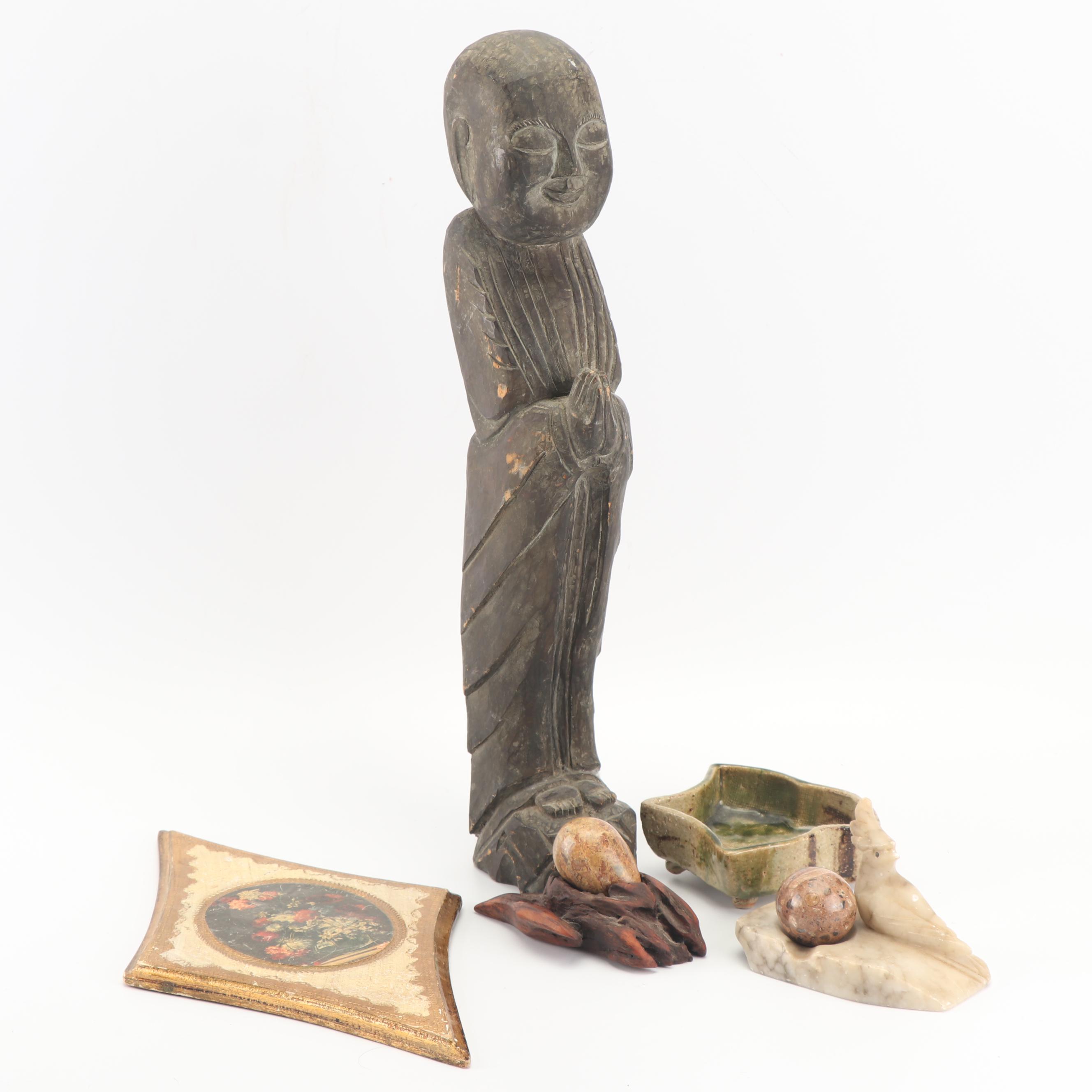 Polished Jasper Eggs, Marble Cockatoo Dish, Art Pottery Dish and Other Dècor