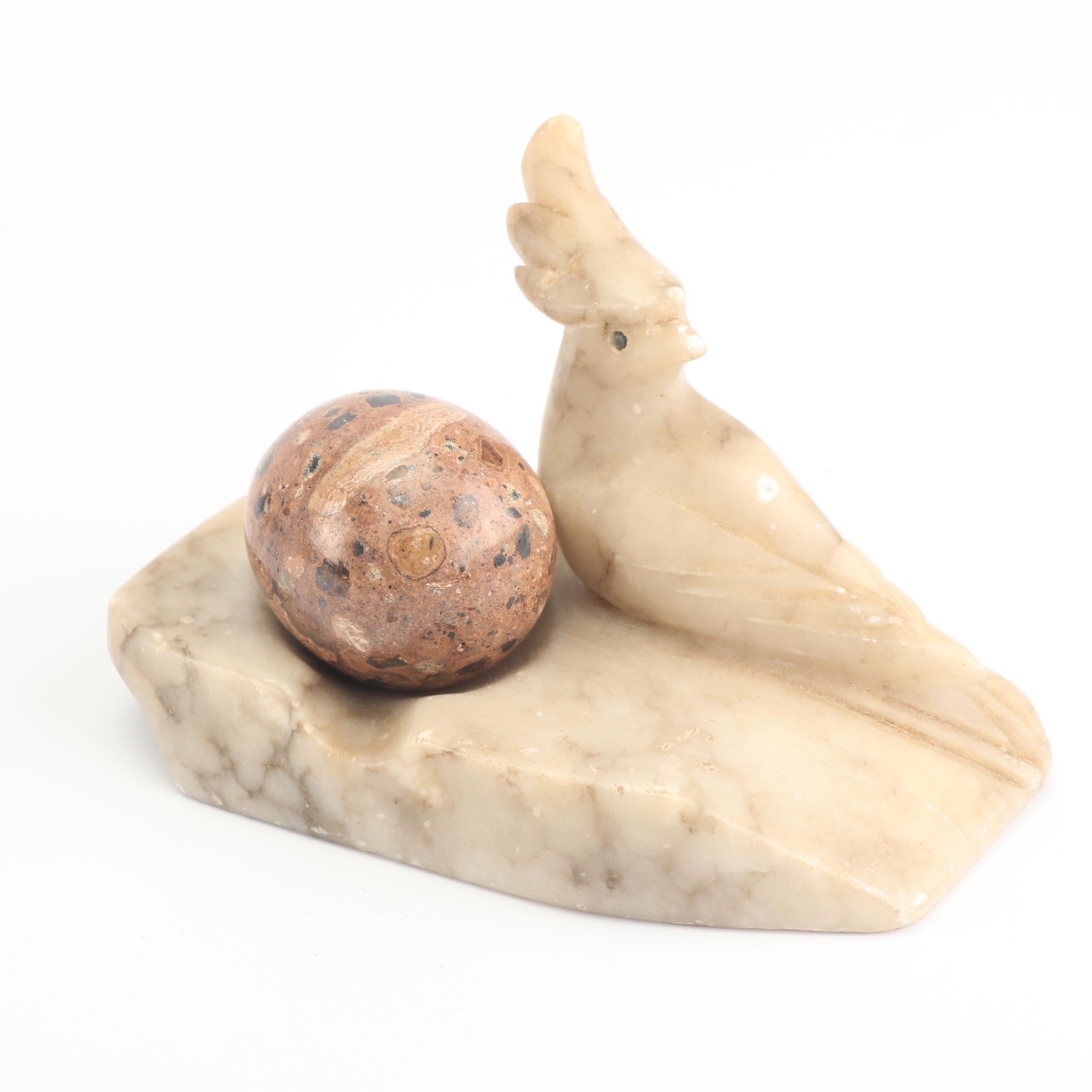 Polished Jasper Eggs, Marble Cockatoo Dish, Art Pottery Dish and Other Dècor