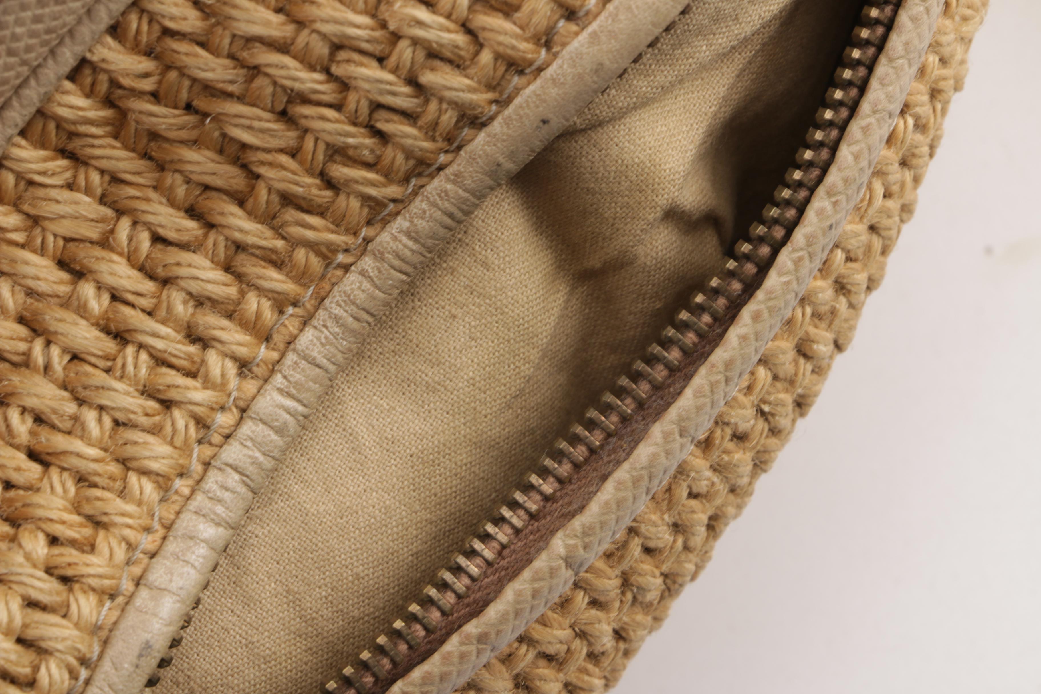 Vintage Bottega Veneta Woven Wool and Lizard Embossed Leather Shoulder Bag