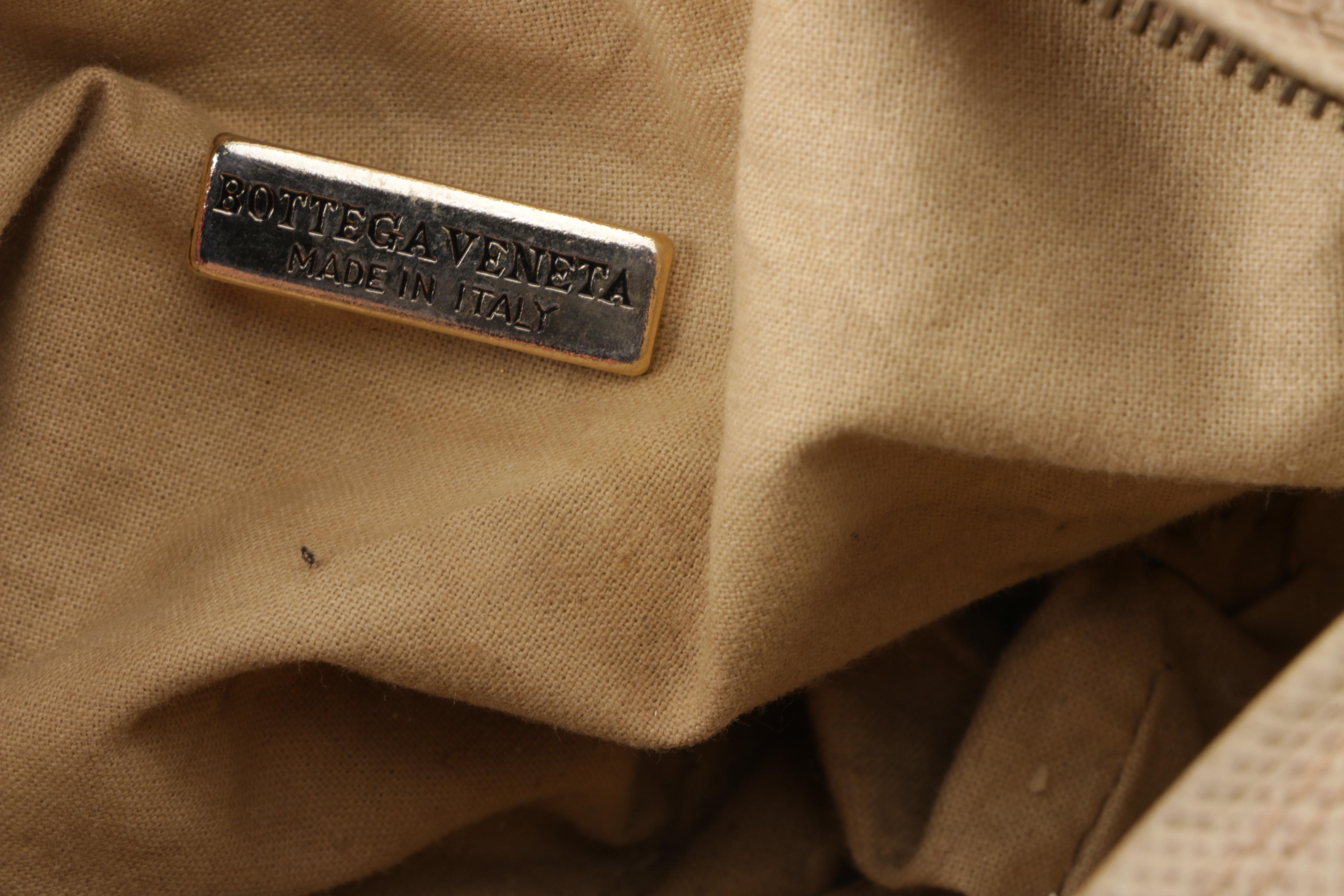 Vintage Bottega Veneta Woven Wool and Lizard Embossed Leather Shoulder Bag