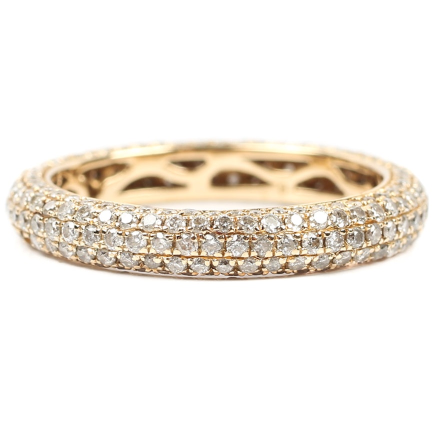 14K Yellow Gold Five Row Diamond Eternity Band