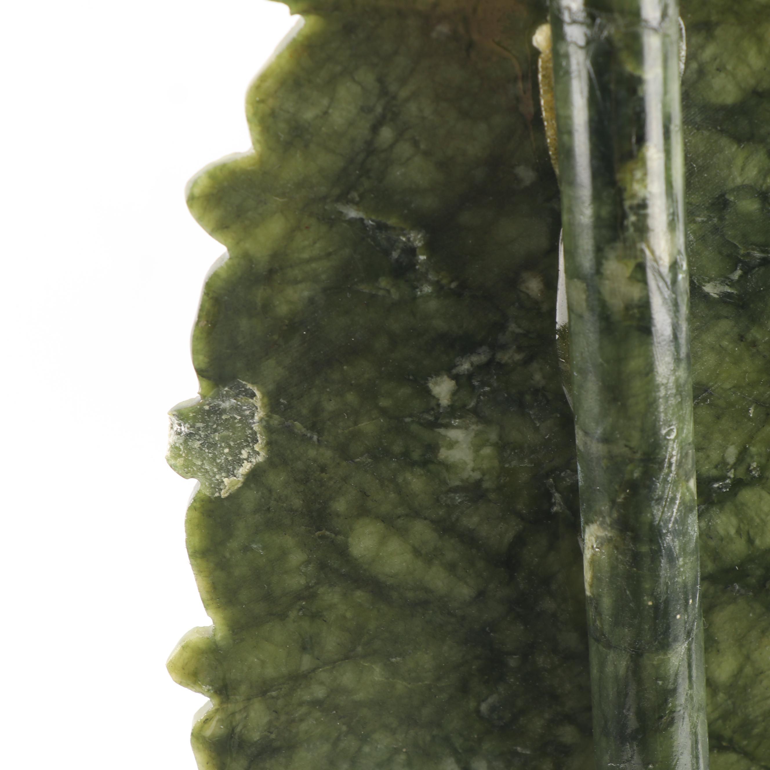 East Asian Style Carved Serpentine Ship