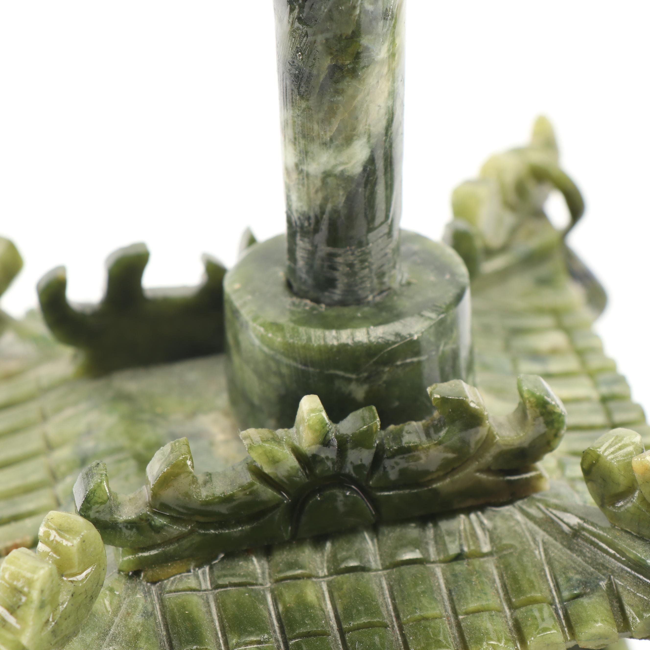 East Asian Style Carved Serpentine Ship