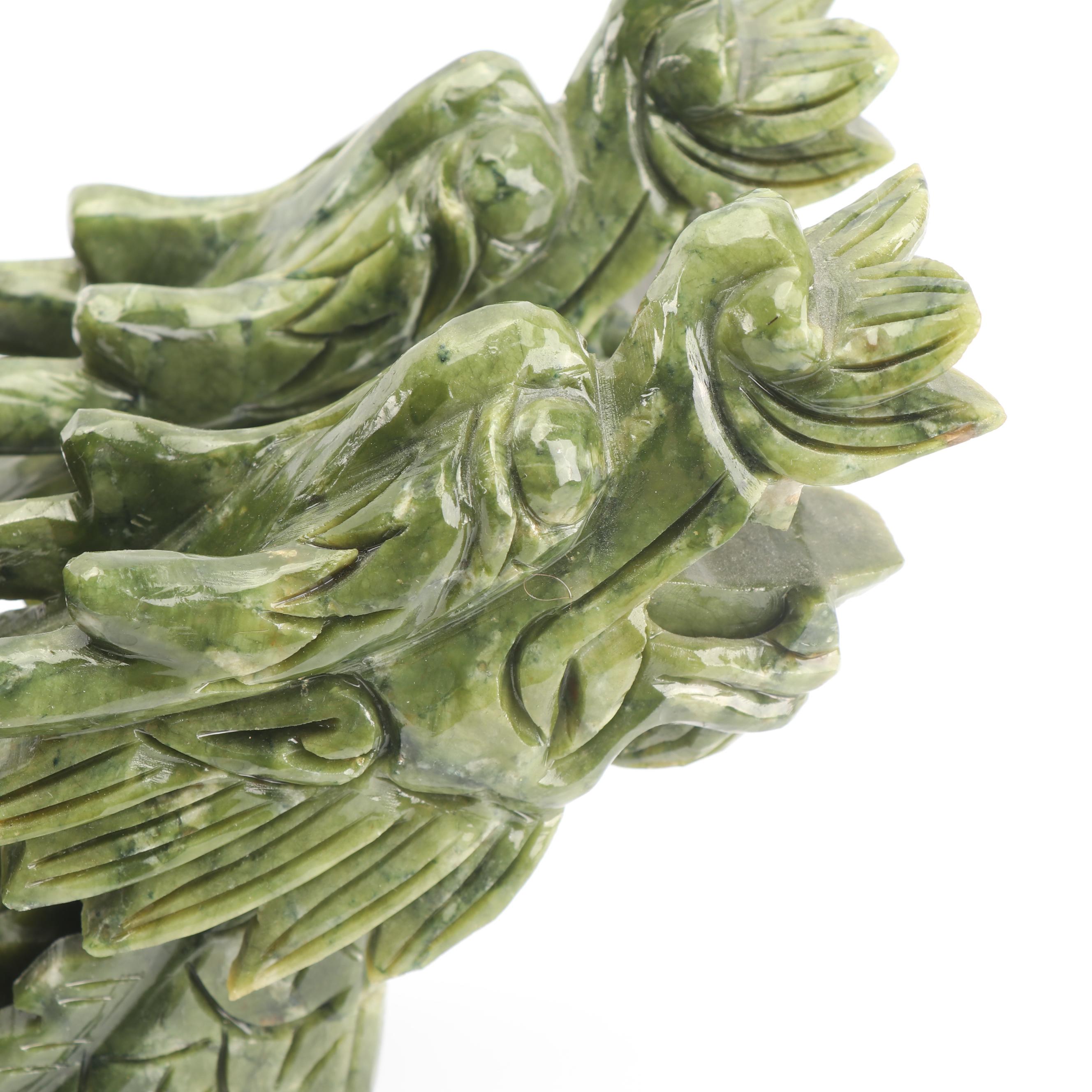 East Asian Style Carved Serpentine Ship