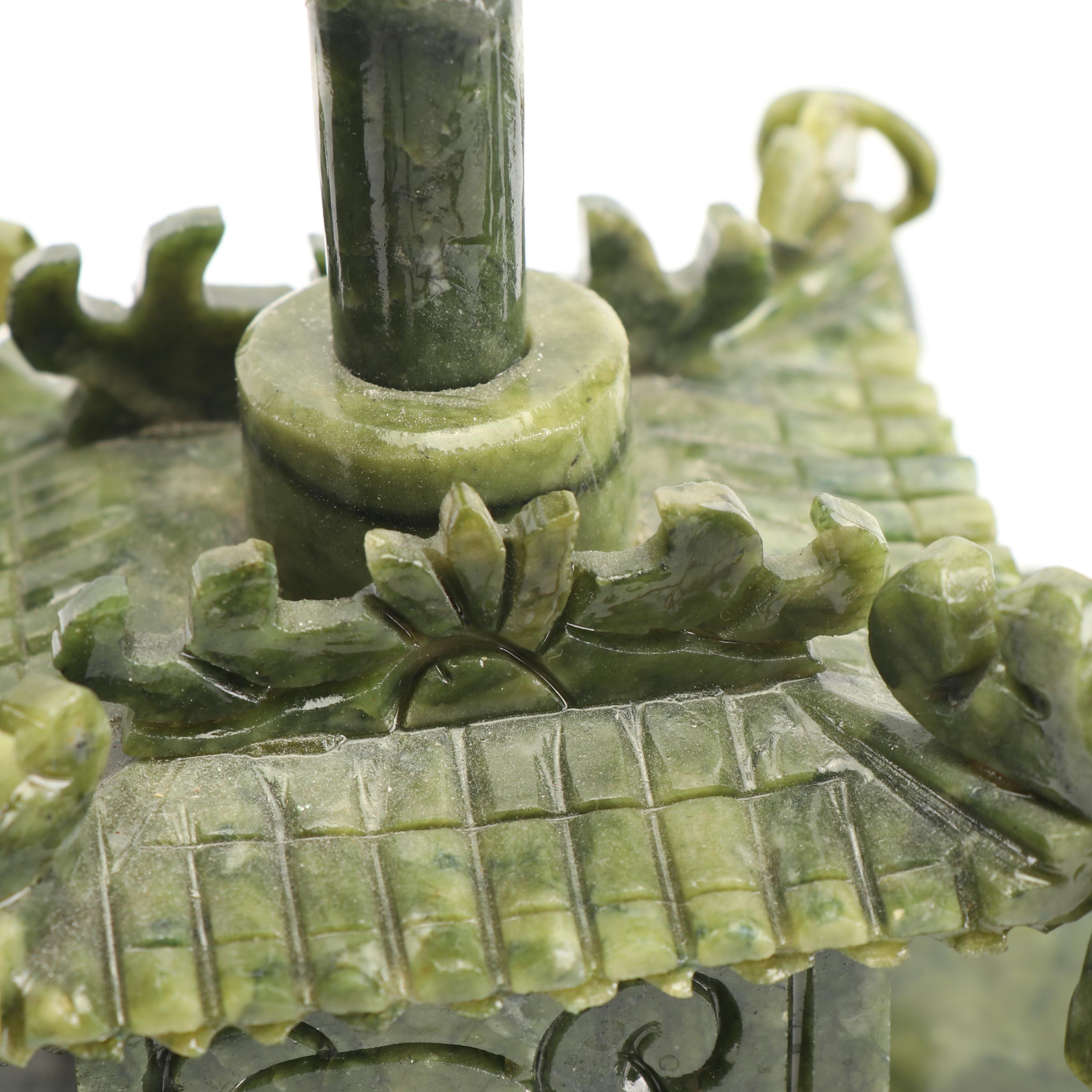 East Asian Style Carved Serpentine Ship