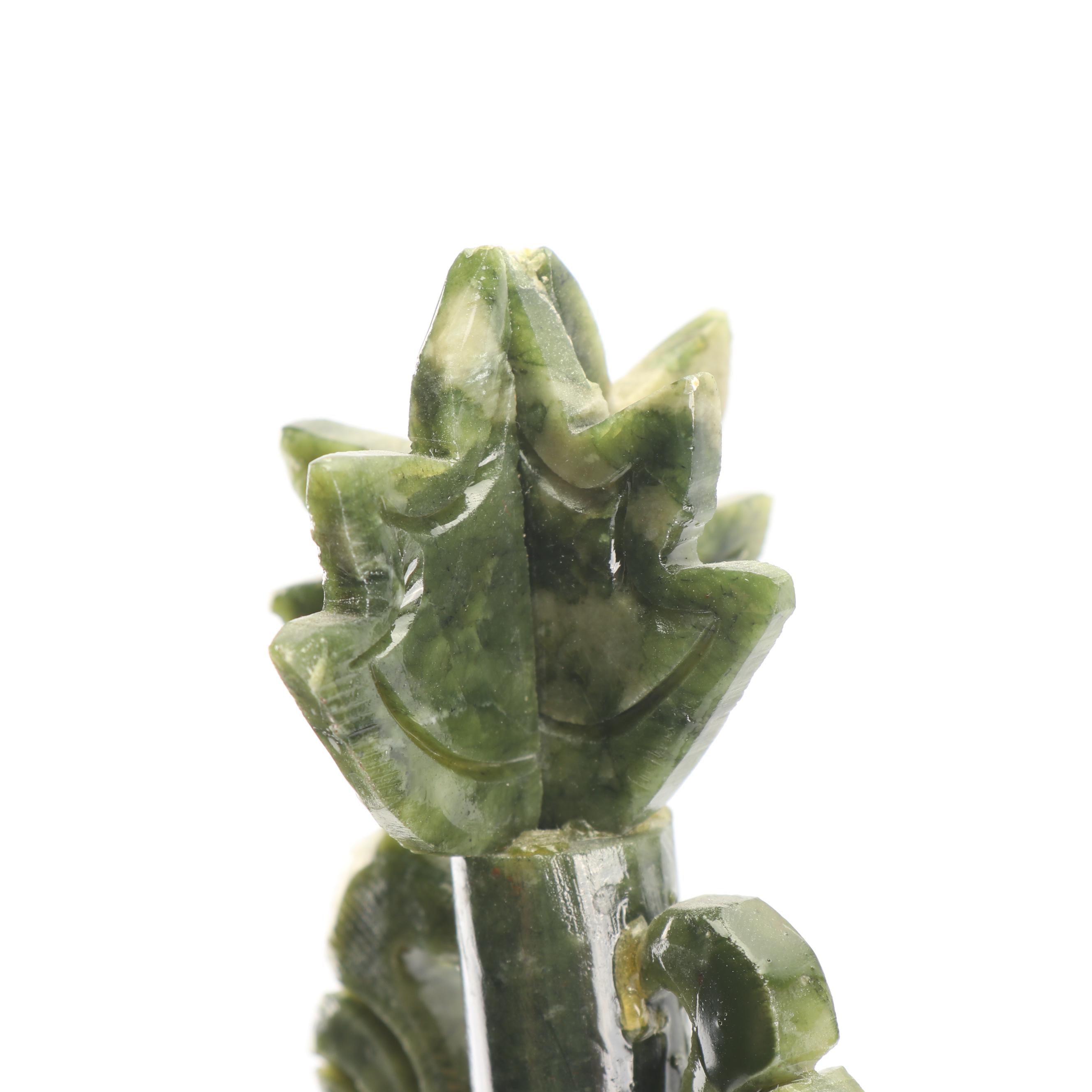 East Asian Style Carved Serpentine Ship