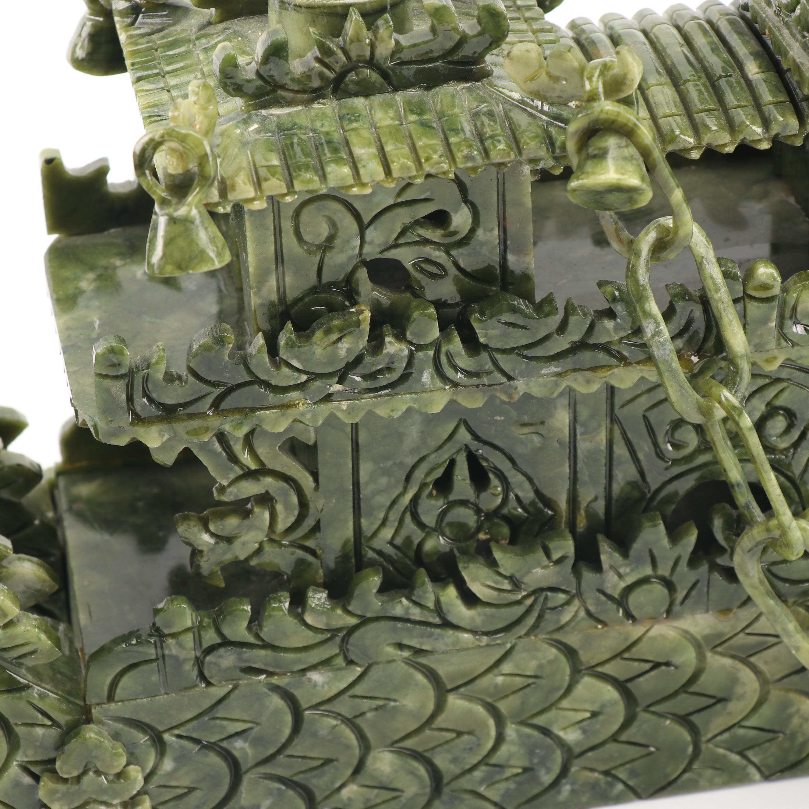 East Asian Style Carved Serpentine Ship