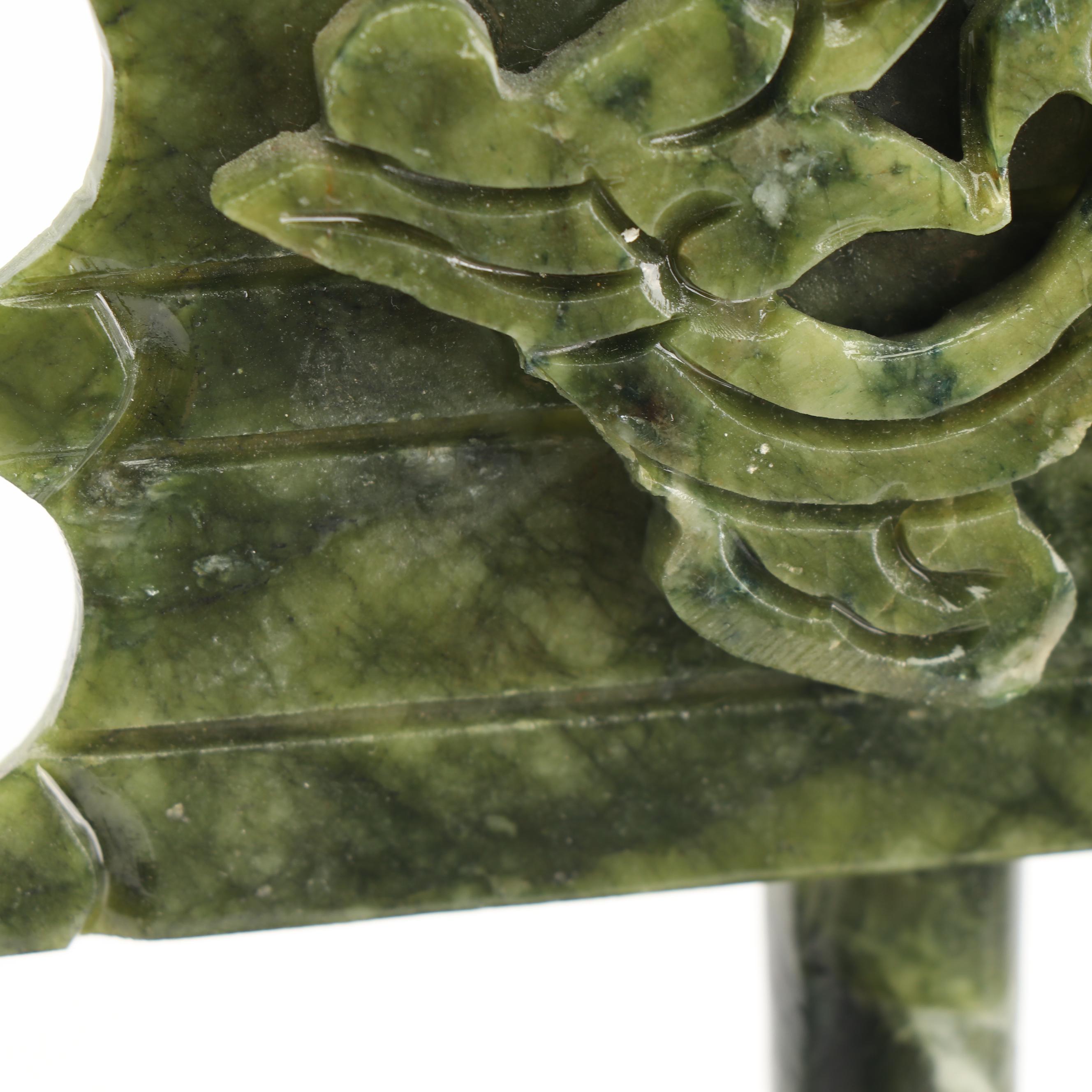 East Asian Style Carved Serpentine Ship