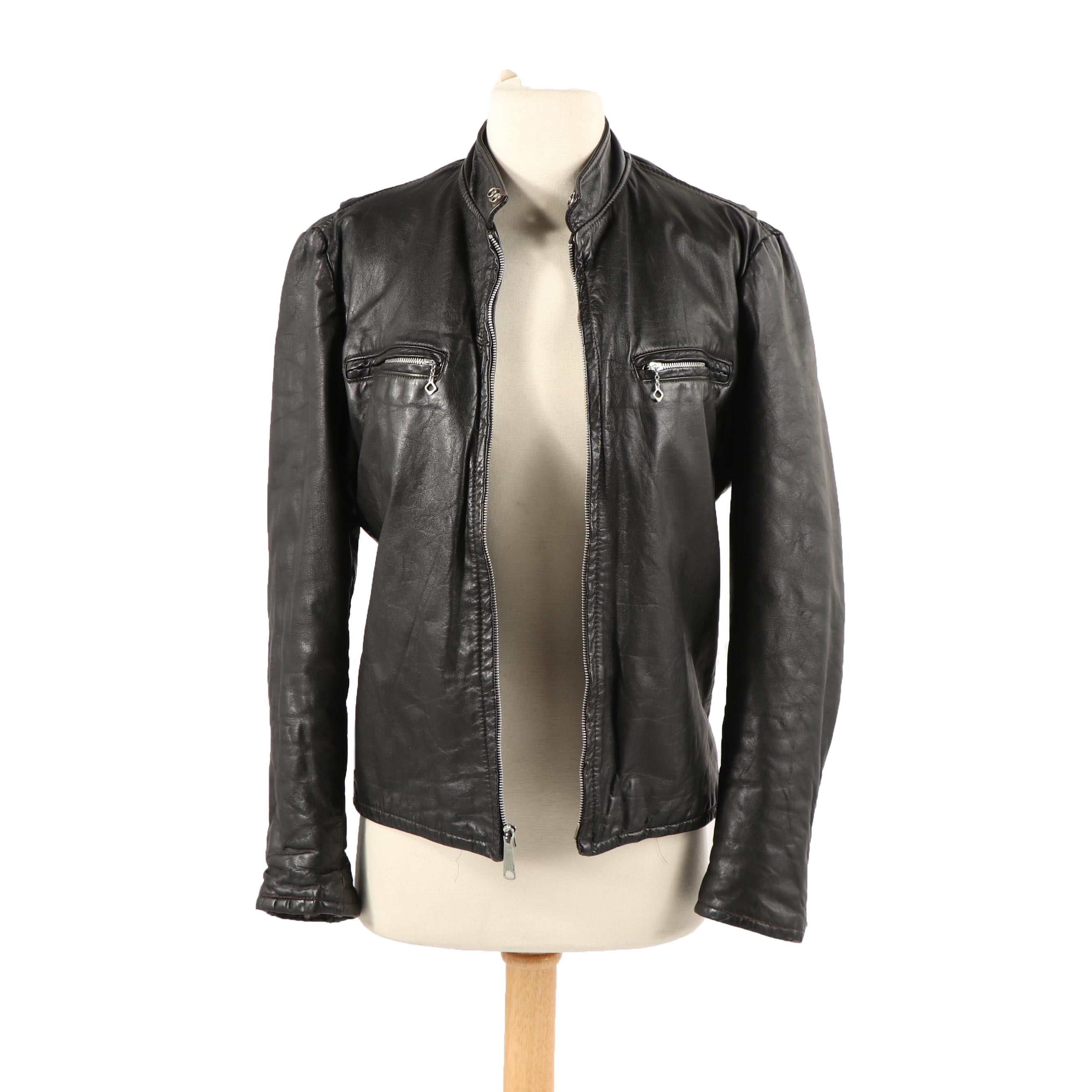 Men's Vintage Black Leather Motorcycle Jacket