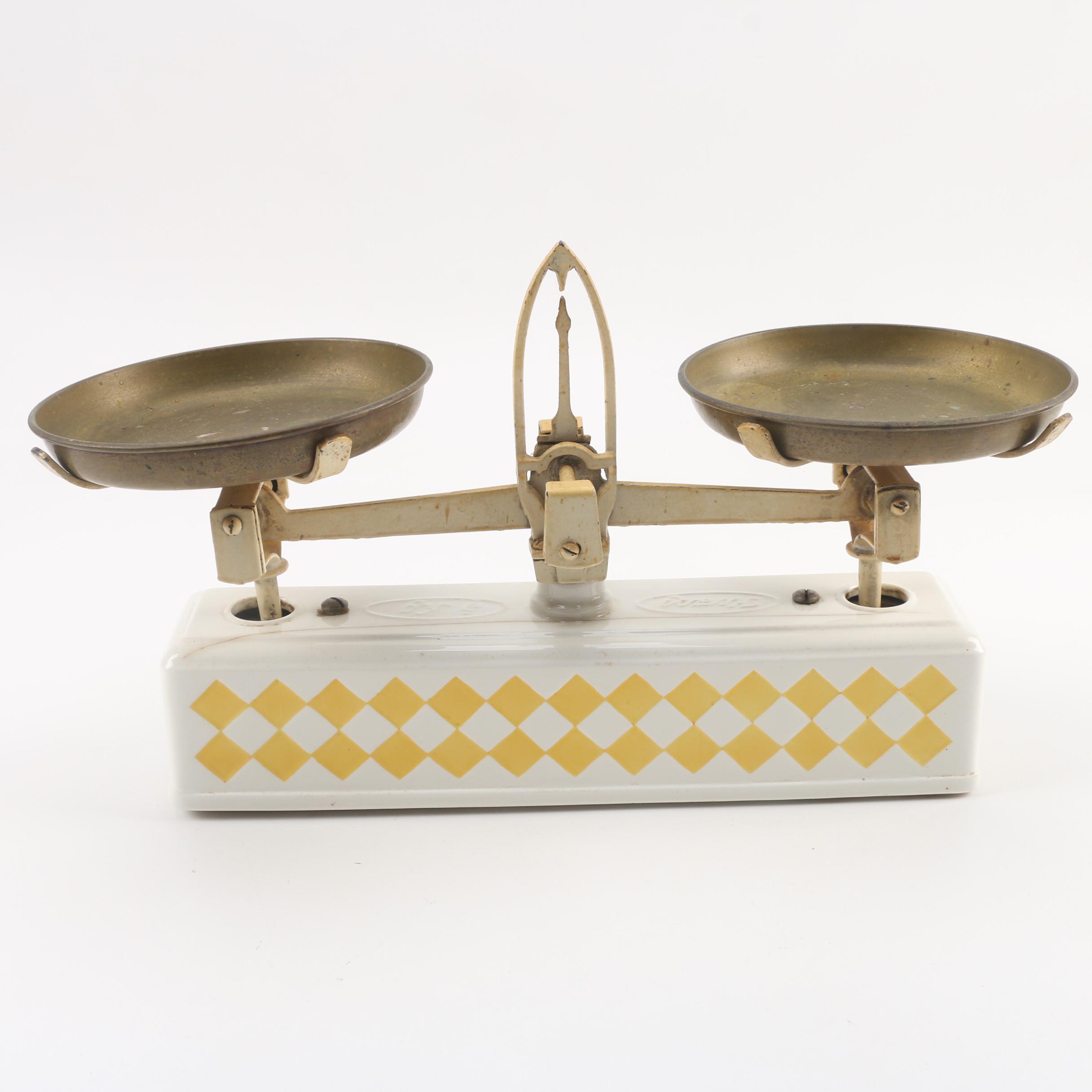 Vintage German Herzog 5kg Porcelain and Metal Scale