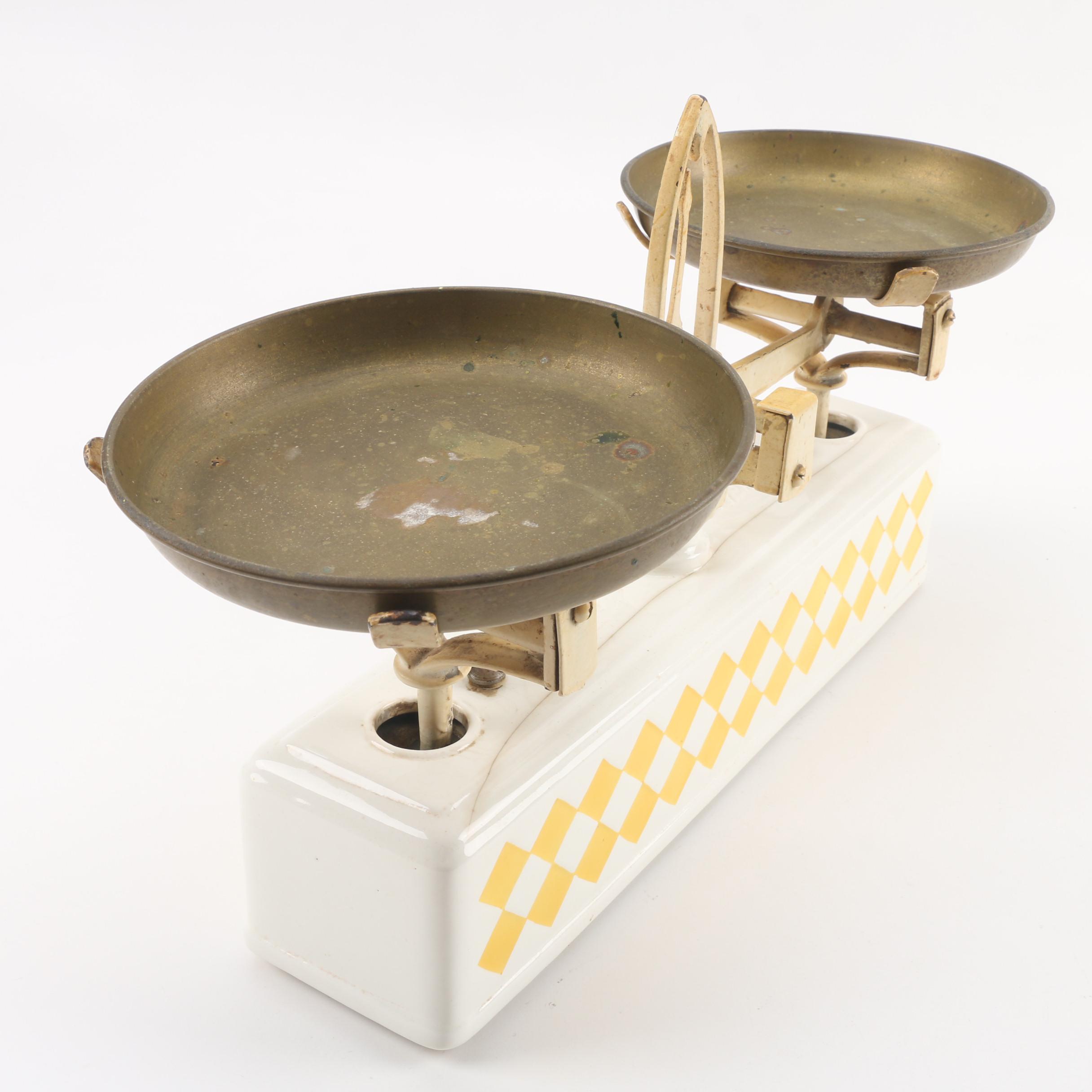 Vintage German Herzog 5kg Porcelain and Metal Scale