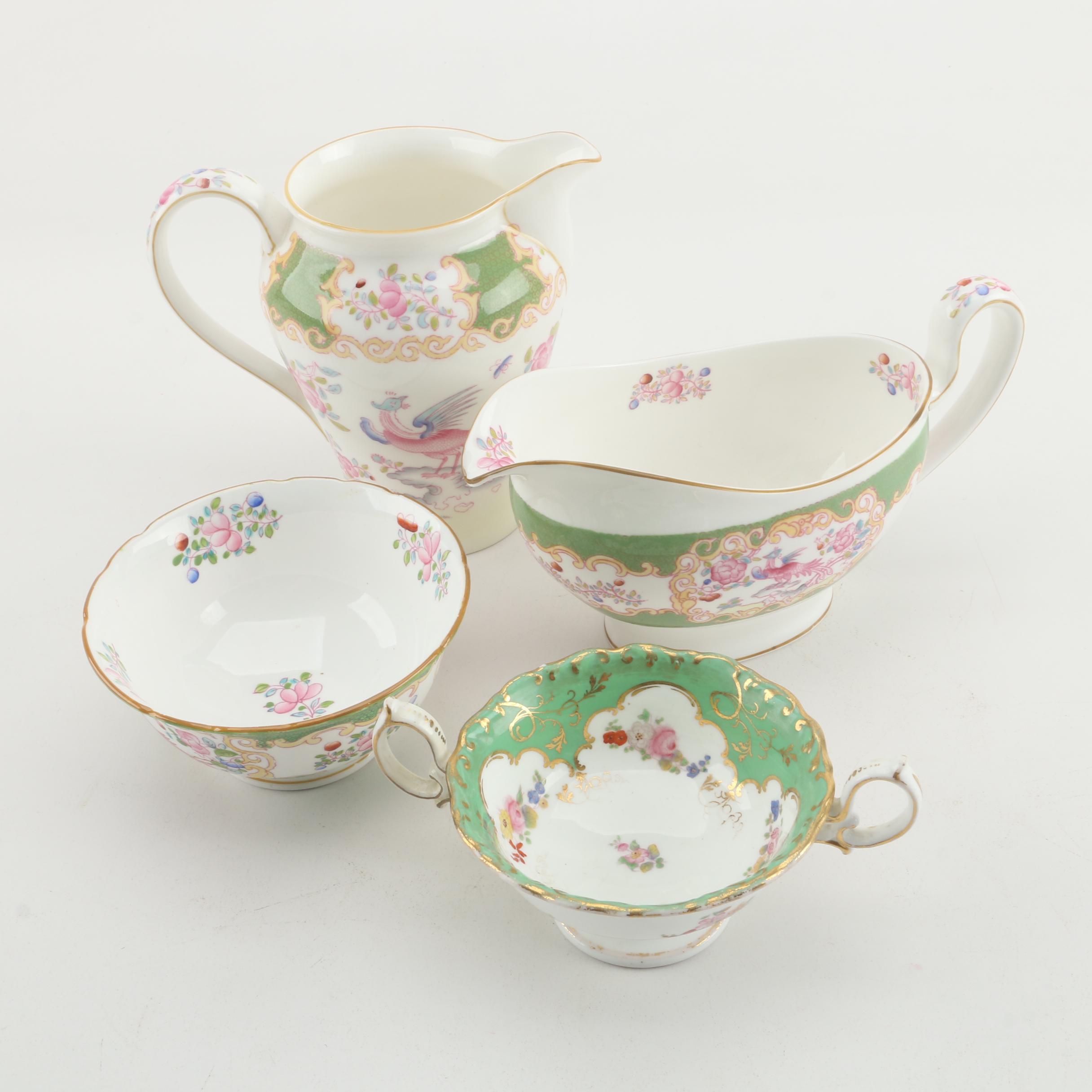 Minton "Green Cockatrice" Bone China Serveware c. 1912-50