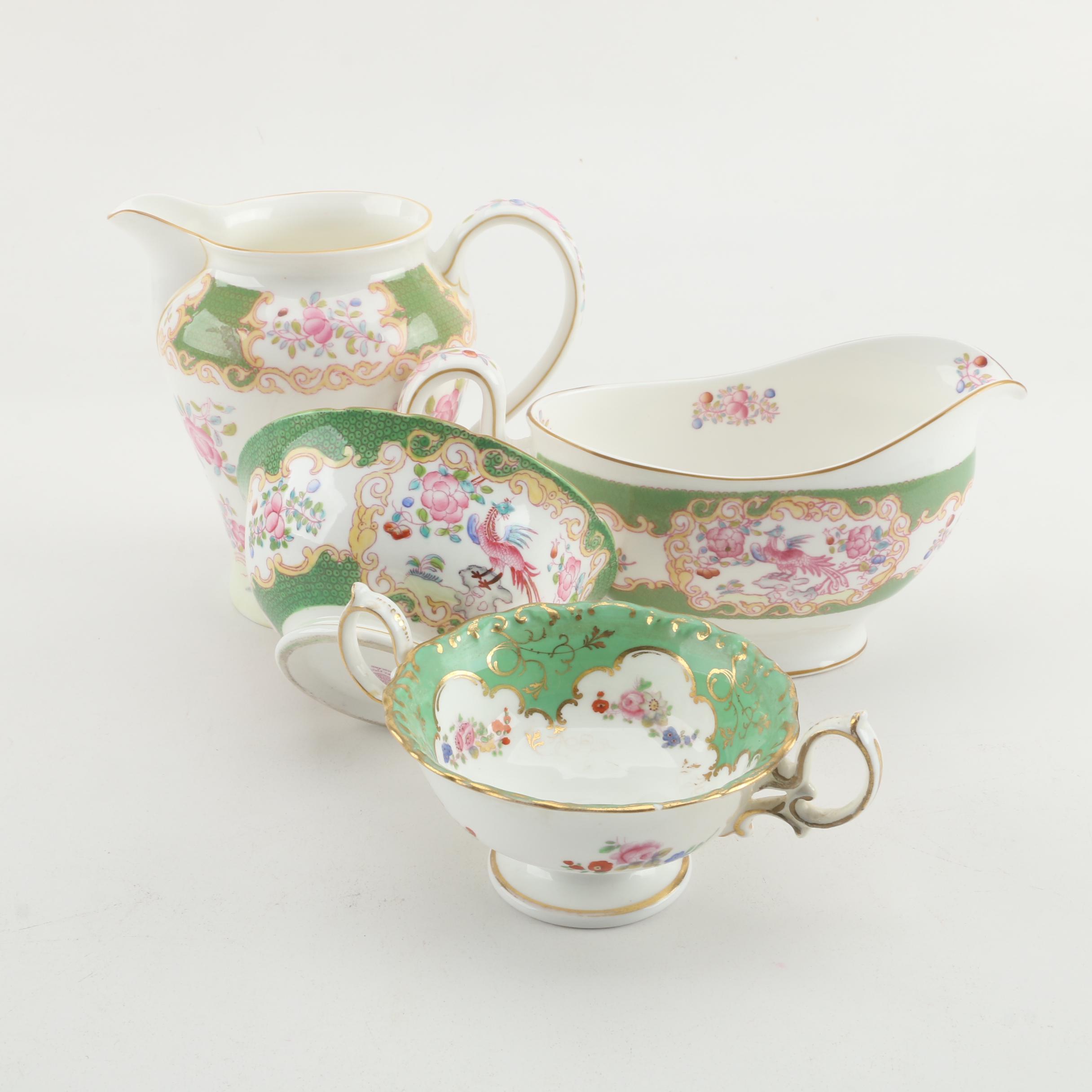 Minton "Green Cockatrice" Bone China Serveware c. 1912-50