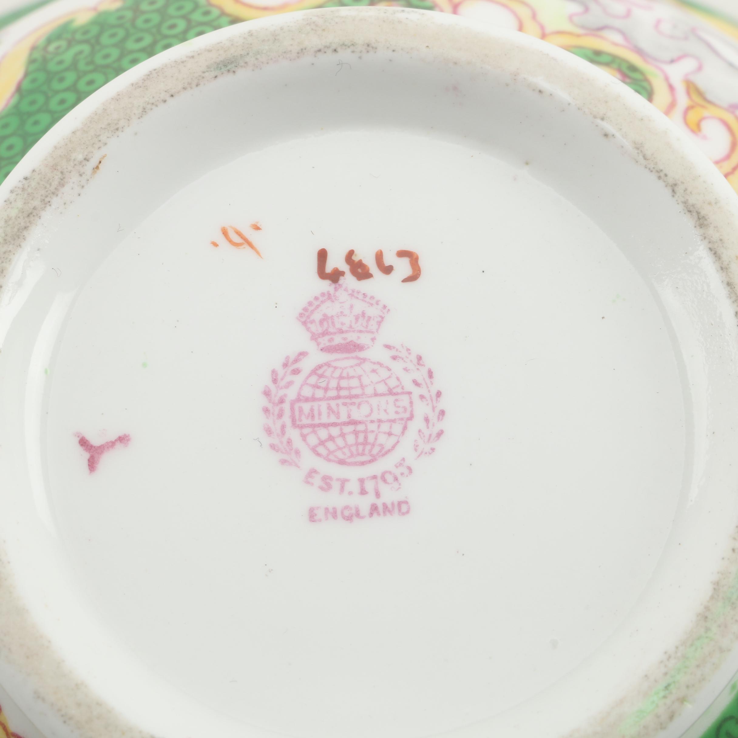 Minton "Green Cockatrice" Bone China Serveware c. 1912-50