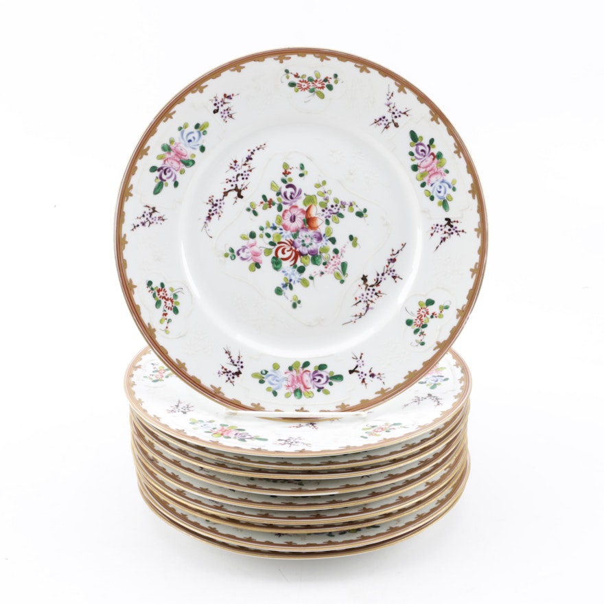 Samson of Paris "Chinese" Bianco-sopra-bianco Decorated Porcelain Plates