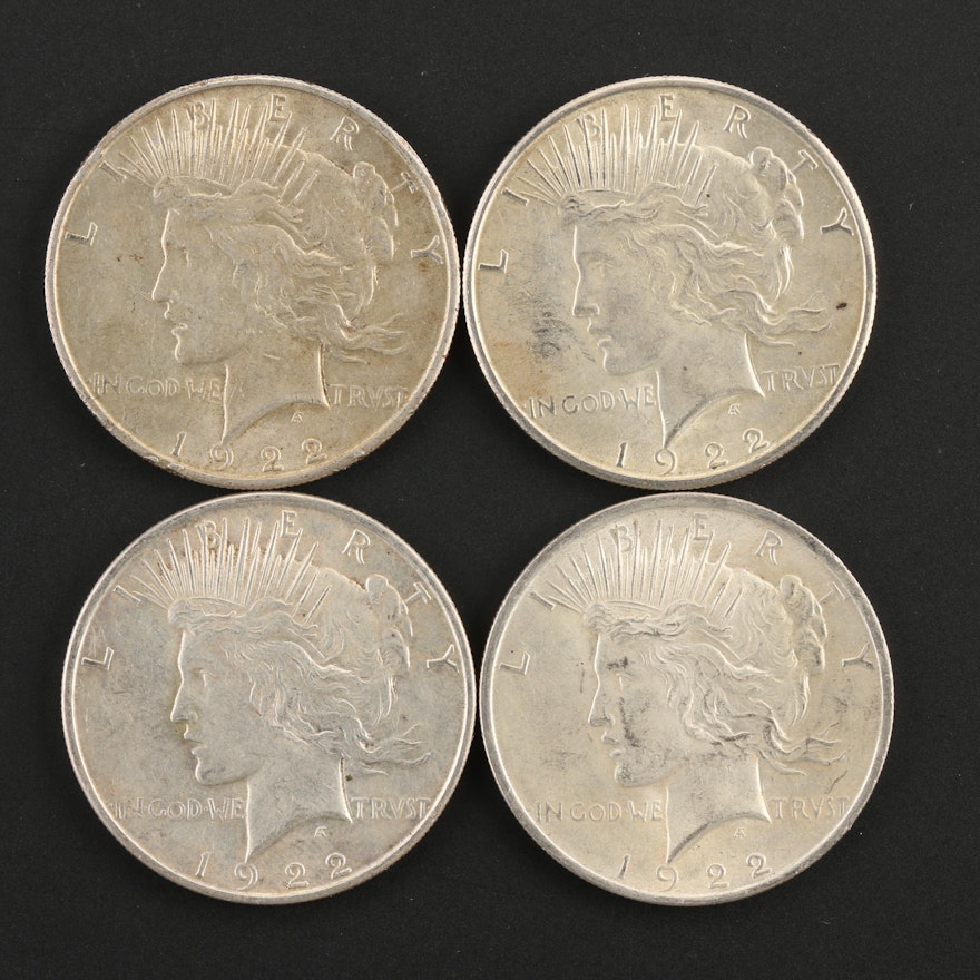 Four Peace Silver Dollars