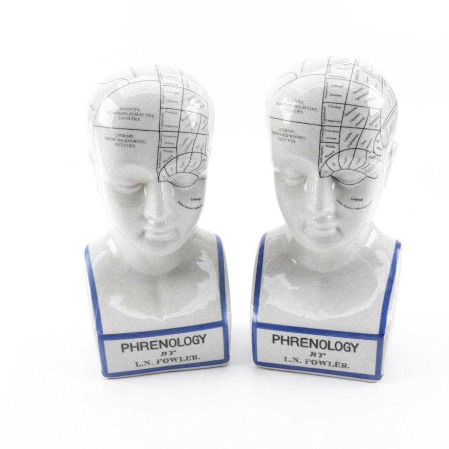 After L.N. Fowler "Phrenology" Ceramic Bust Figurines