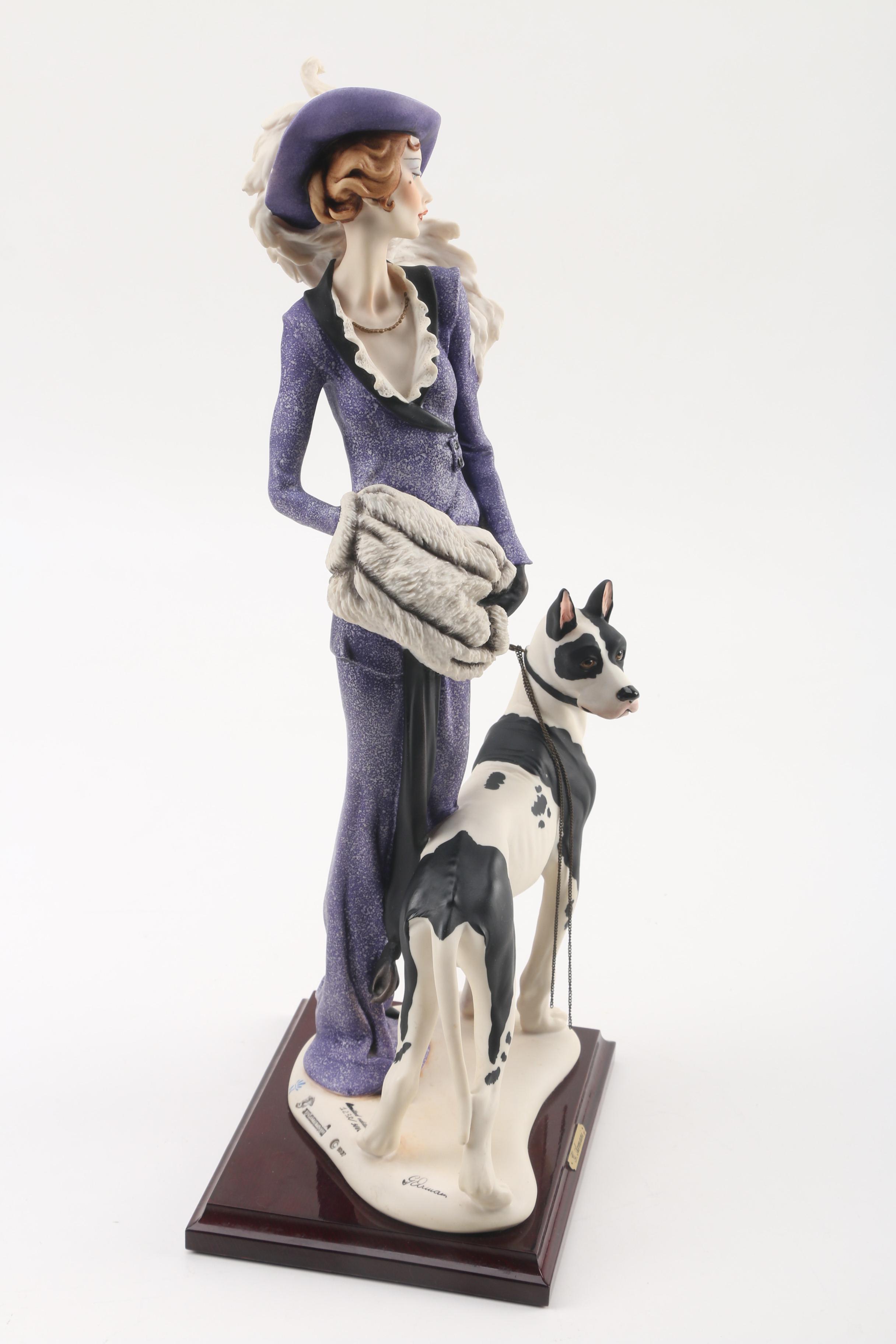 1987 Giuseppe Armani "Lady with Great Dane" Limited Edition Porcelain Figurine
