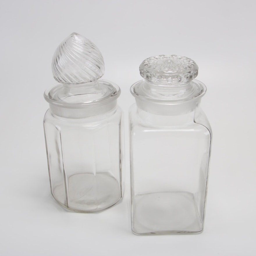 Countertop Glass Jars with Decorative Ground Lids