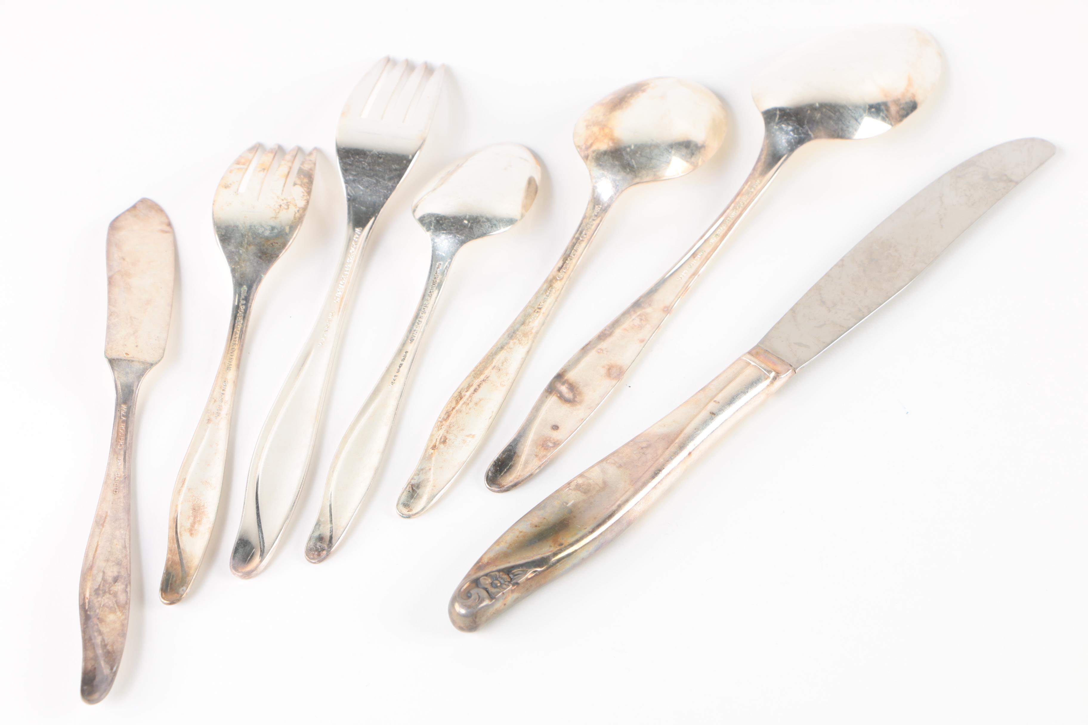 Vintage Wm. A. Rogers "Flowertime" Silver Plate Flatware Set with Chest