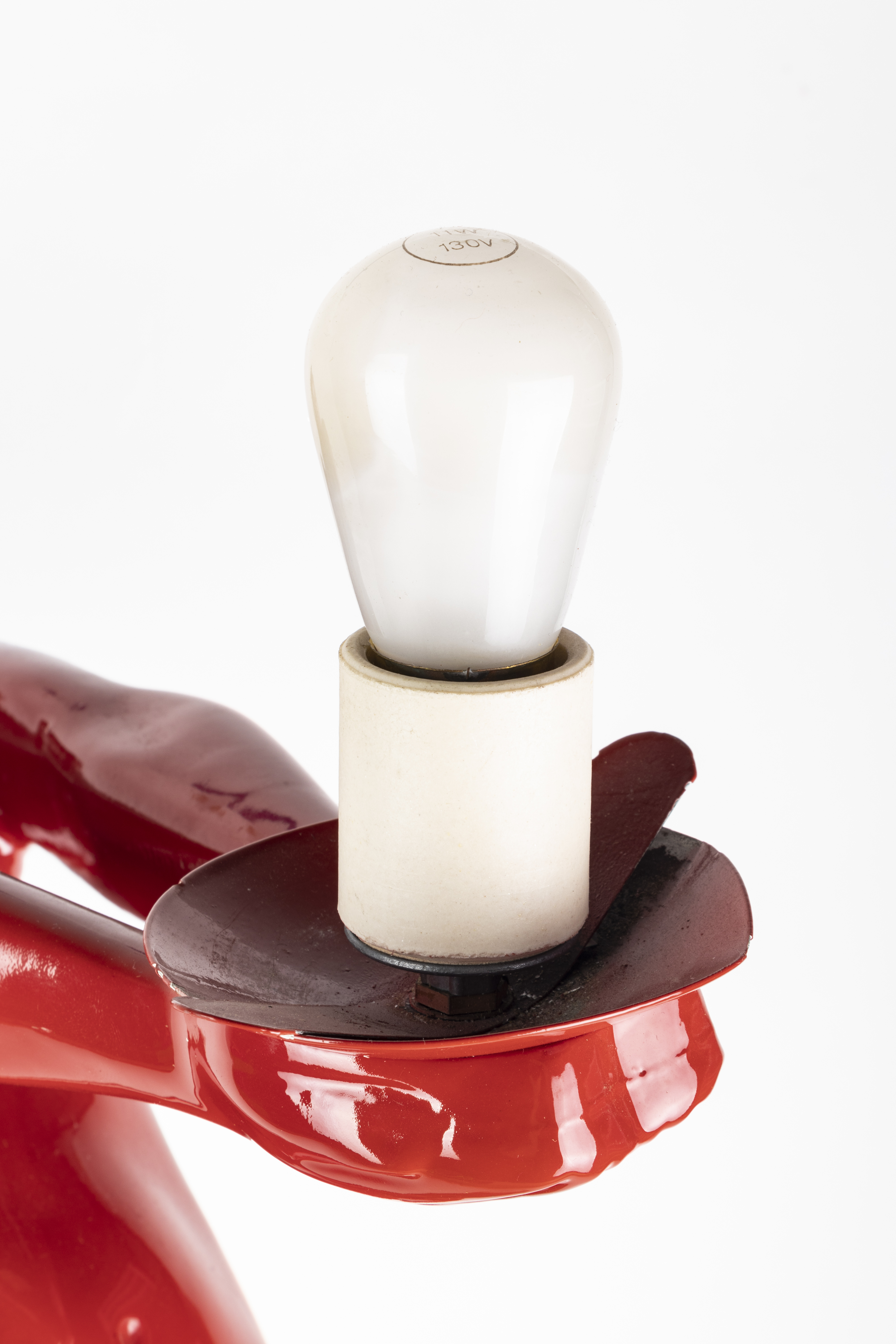 Red Art Deco Style Figural Table Lamp After Max Le Verrier "Clarte"