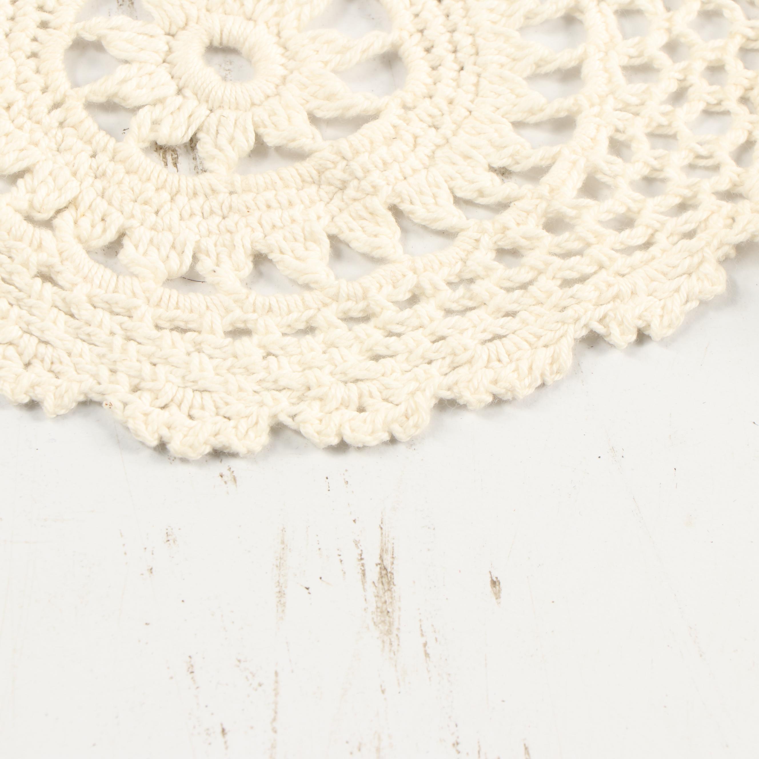 Vintage "Wagon Wheel" Hand Crocheted Tablecloth