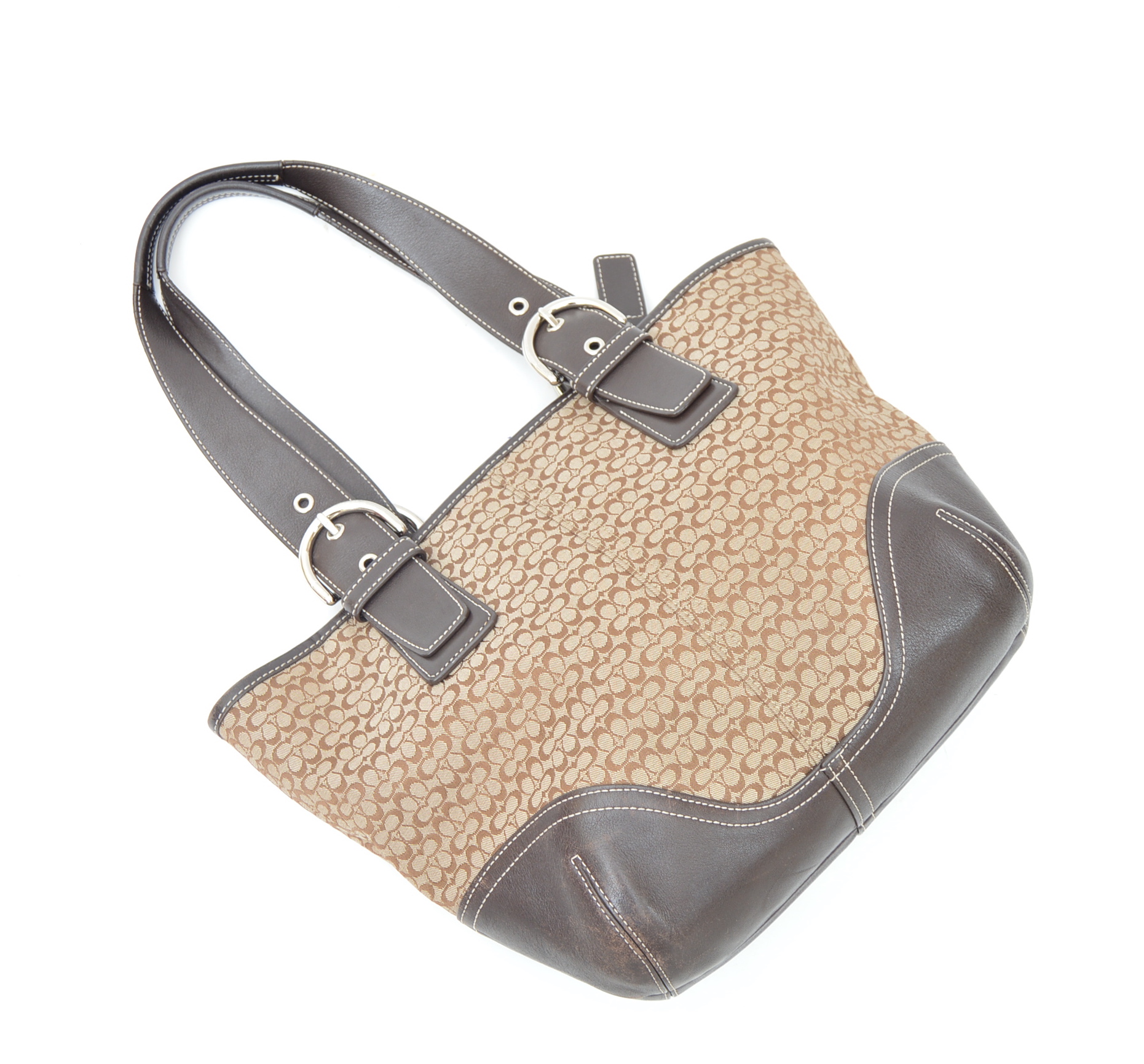 Coach Monogram Canvas and Leather Shoulder Bag