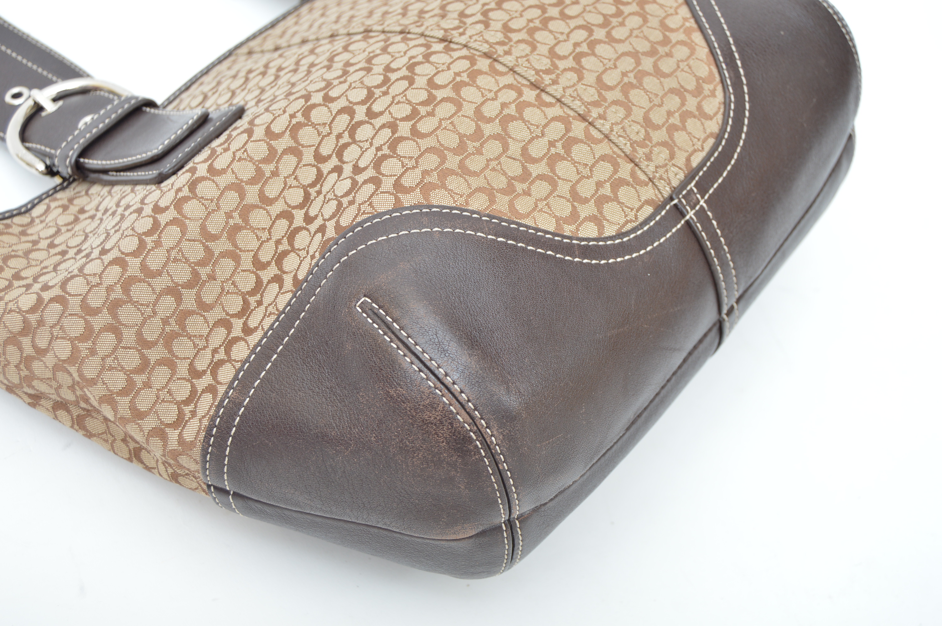 Coach Monogram Canvas and Leather Shoulder Bag