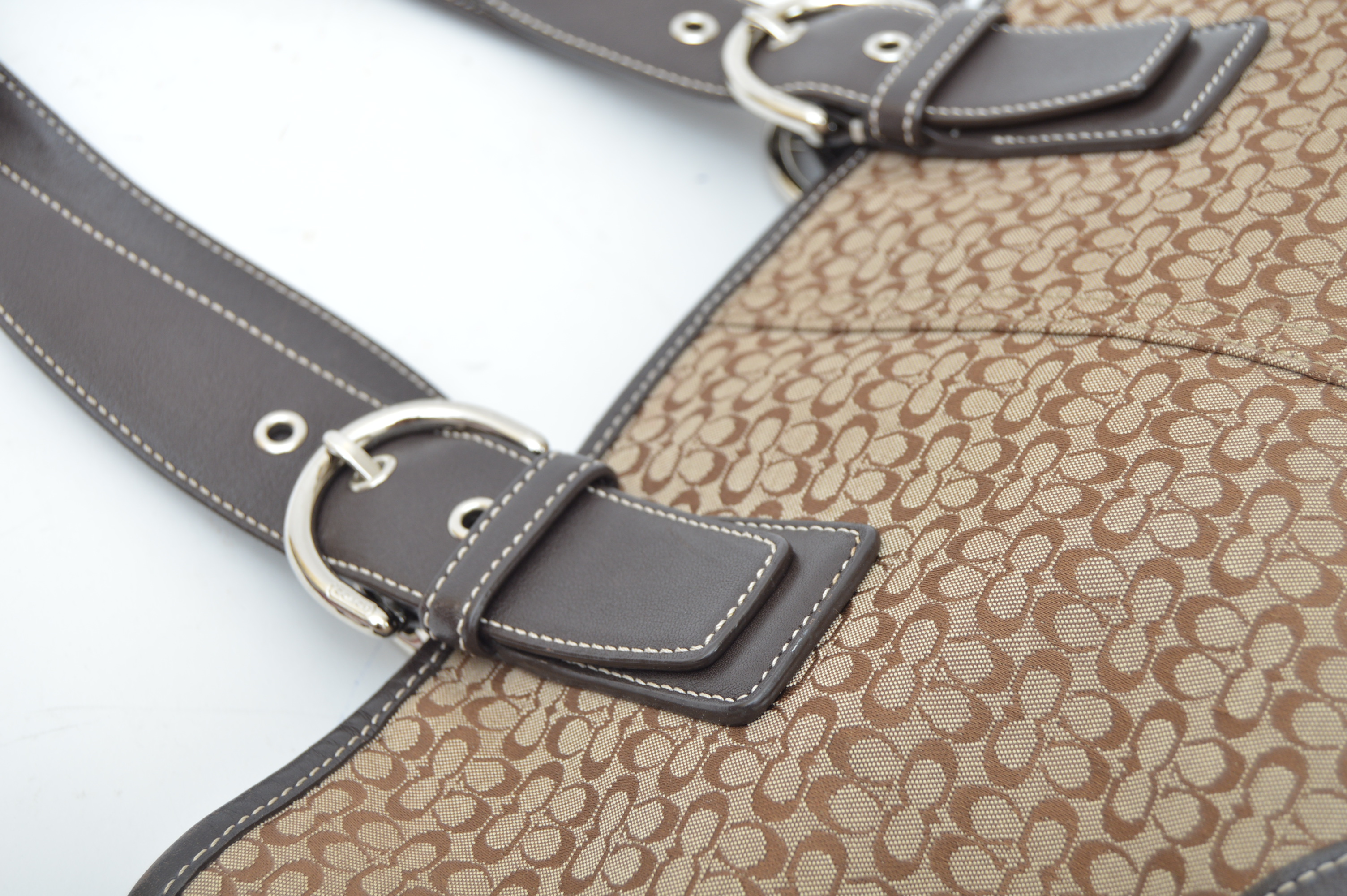 Coach Monogram Canvas and Leather Shoulder Bag