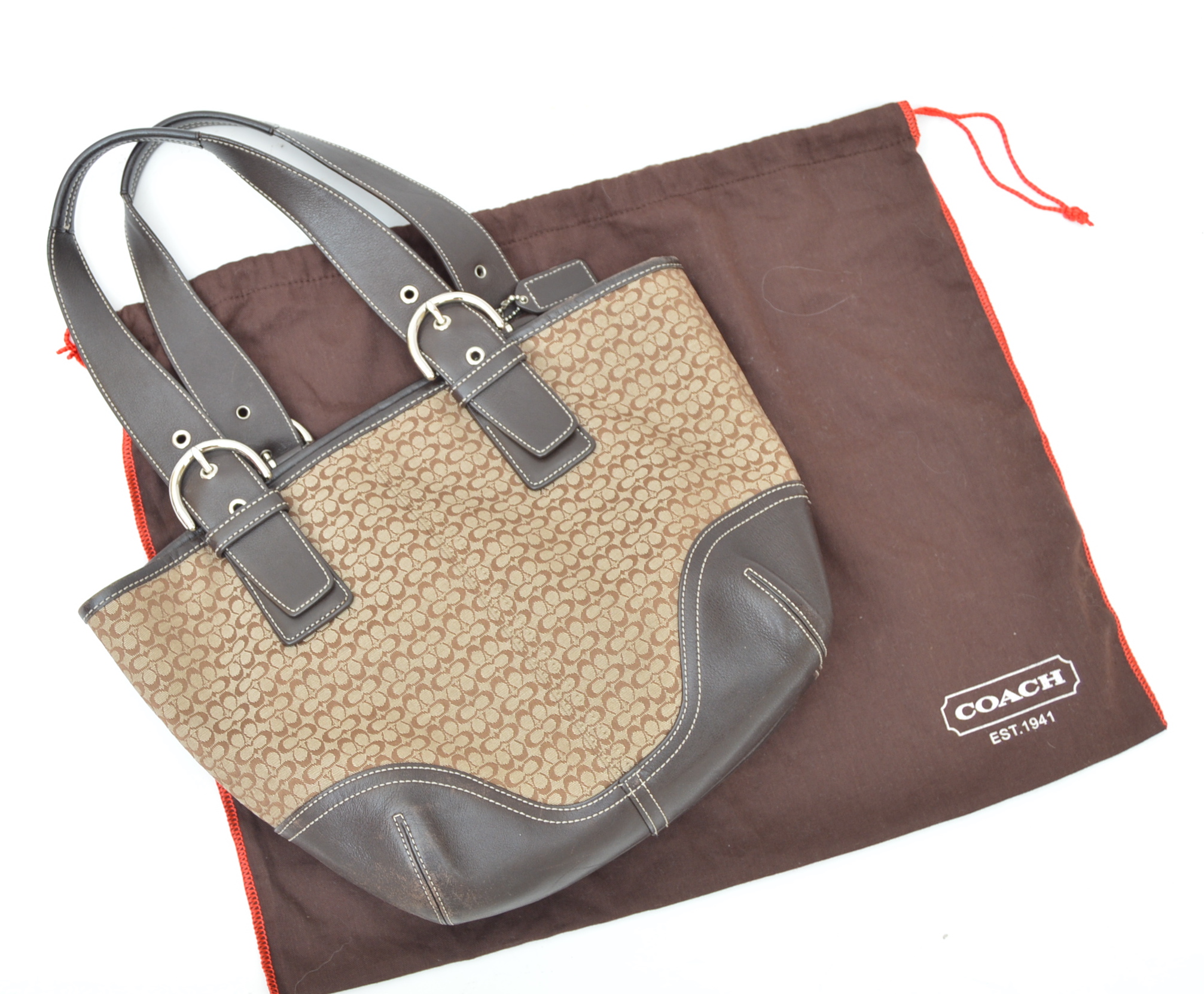 Coach Monogram Canvas and Leather Shoulder Bag