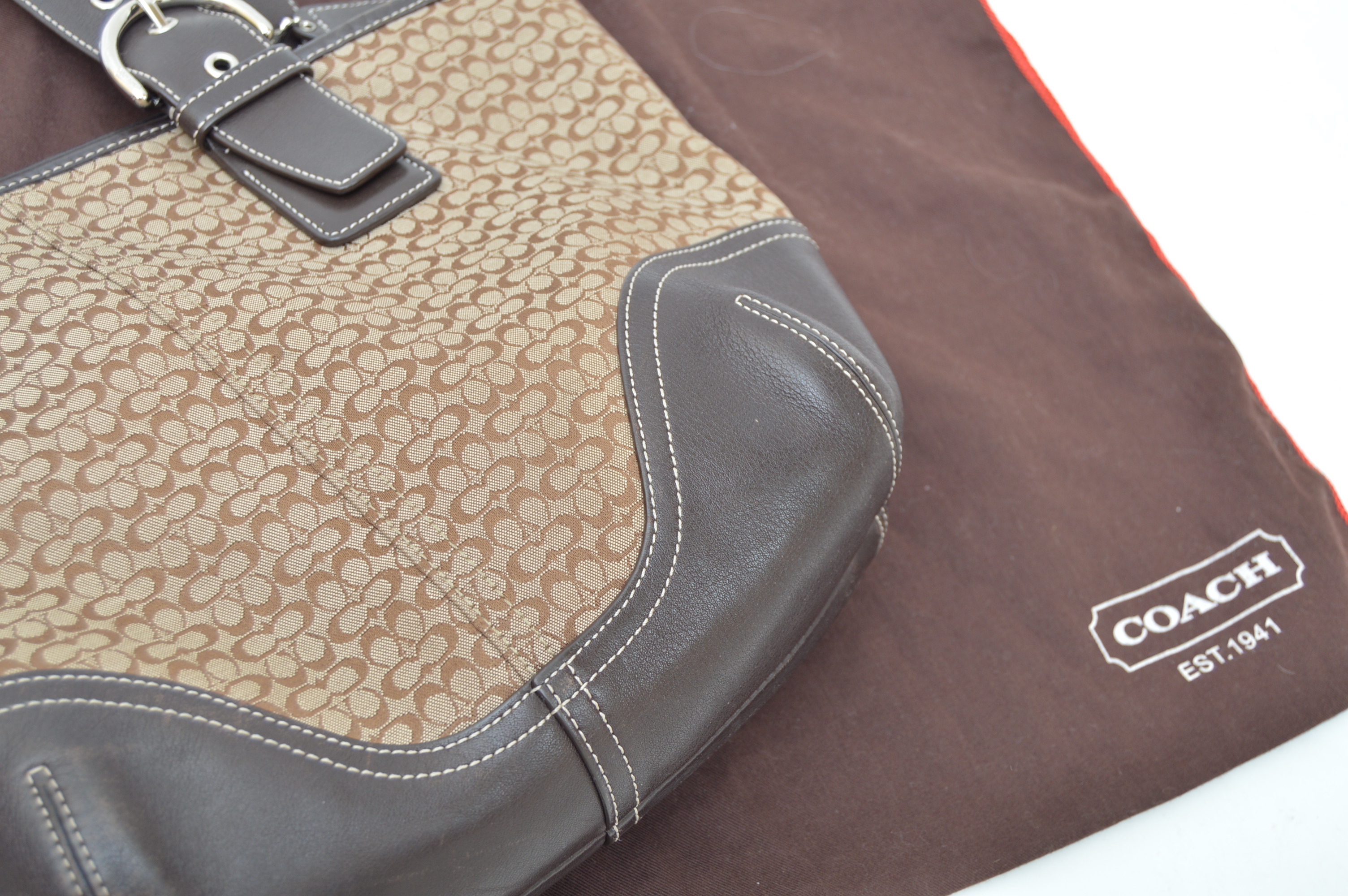 Coach Monogram Canvas and Leather Shoulder Bag