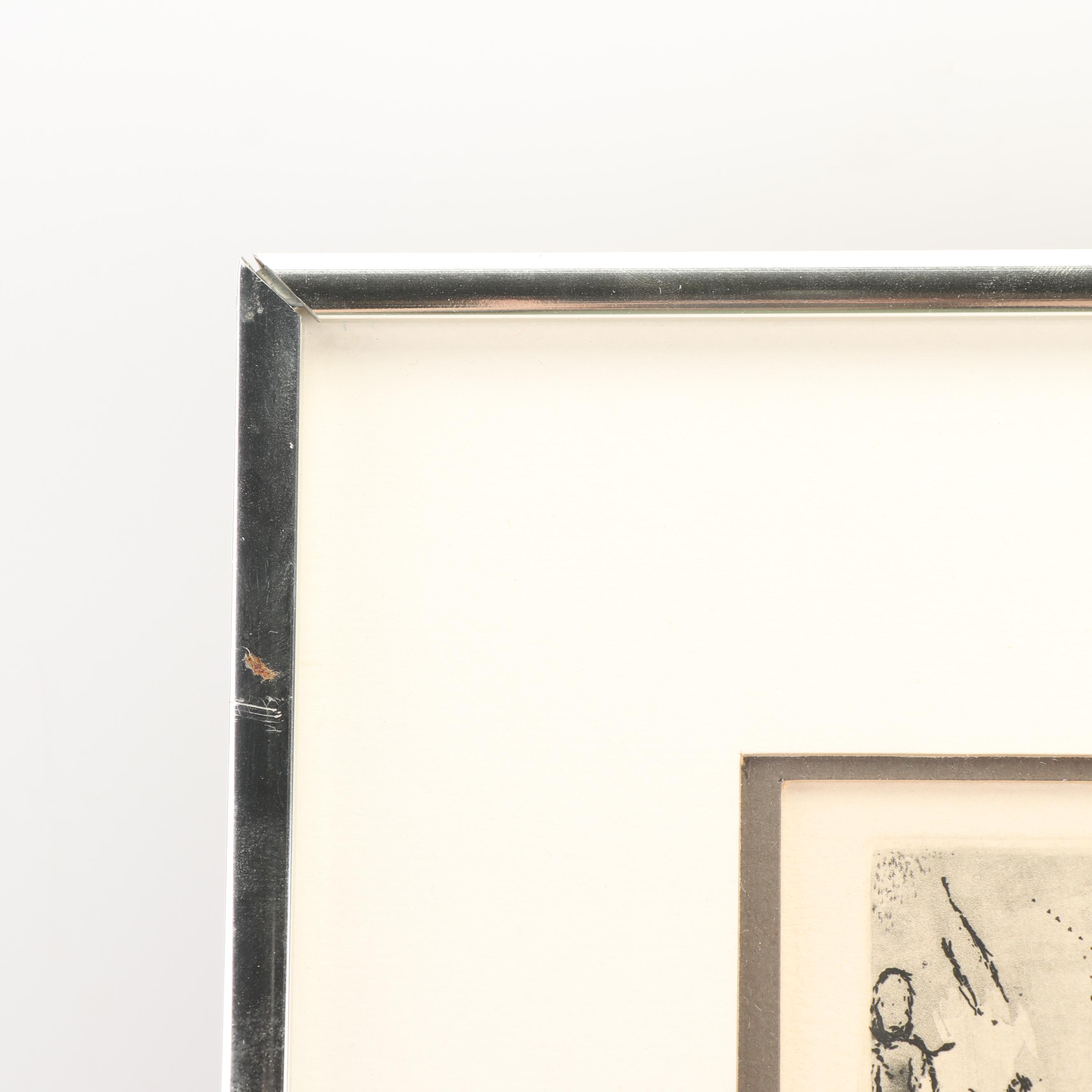 Restrike Etching after Marc Chagall "The Marriage"