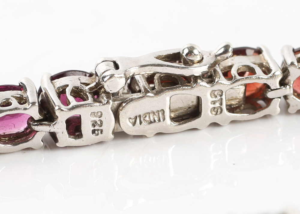 Sterling Silver Multi-Gemstone Rainbow Tennis Bracelet