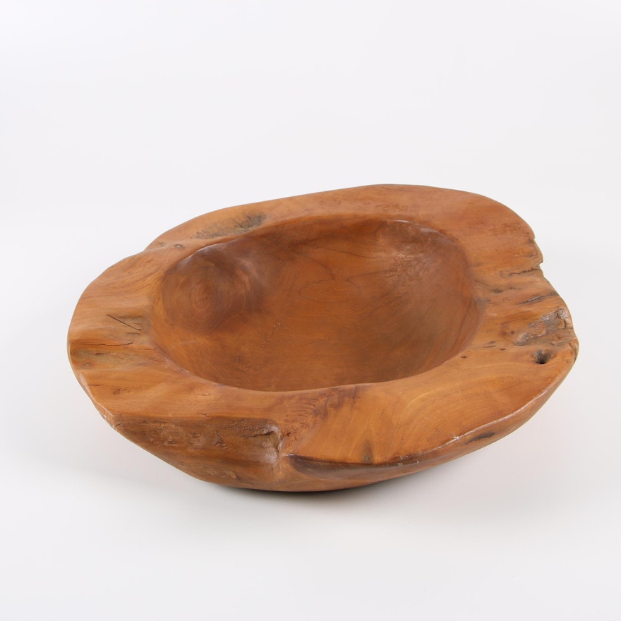 Hand Carved Natural Wood Bowl