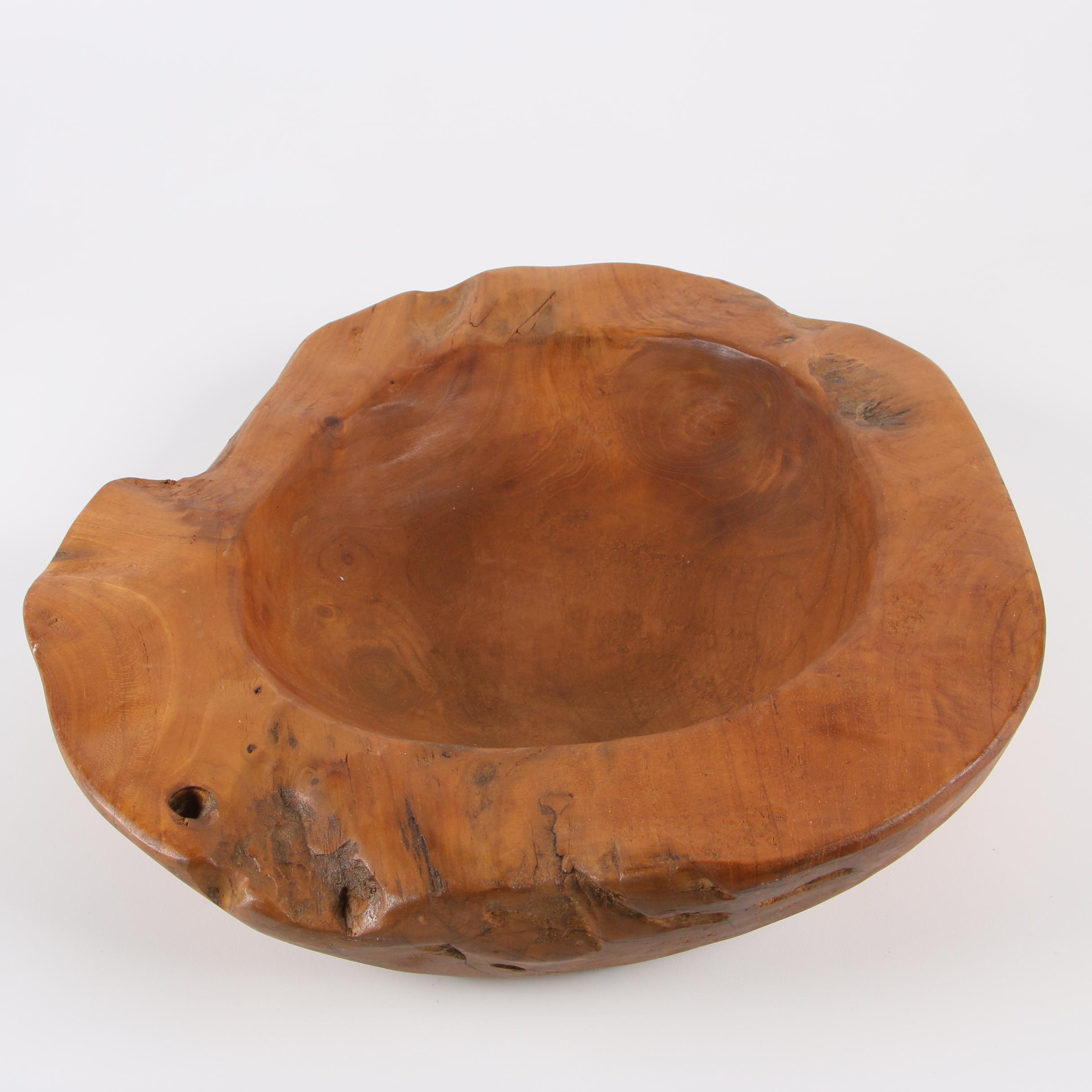 Hand Carved Natural Wood Bowl