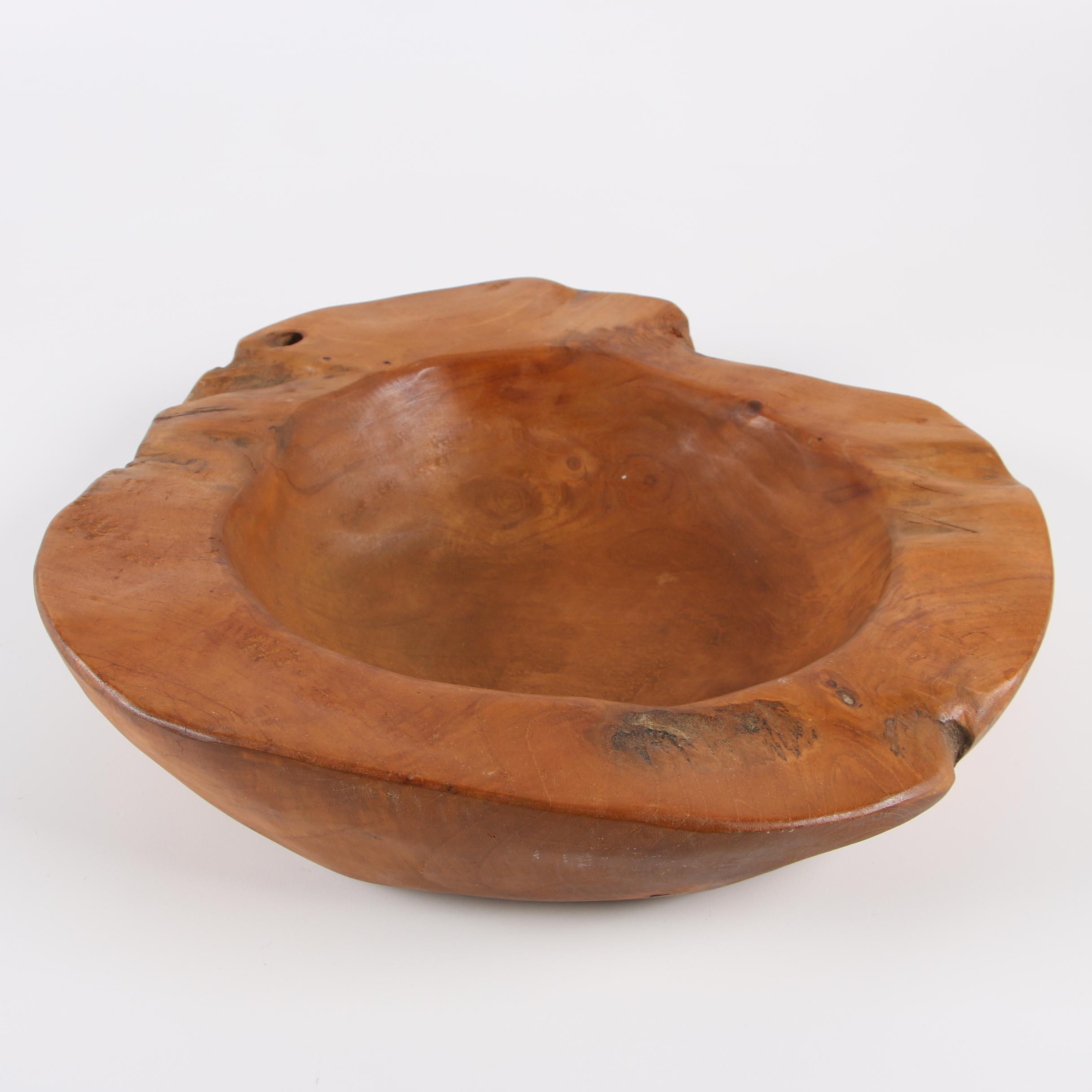 Hand Carved Natural Wood Bowl