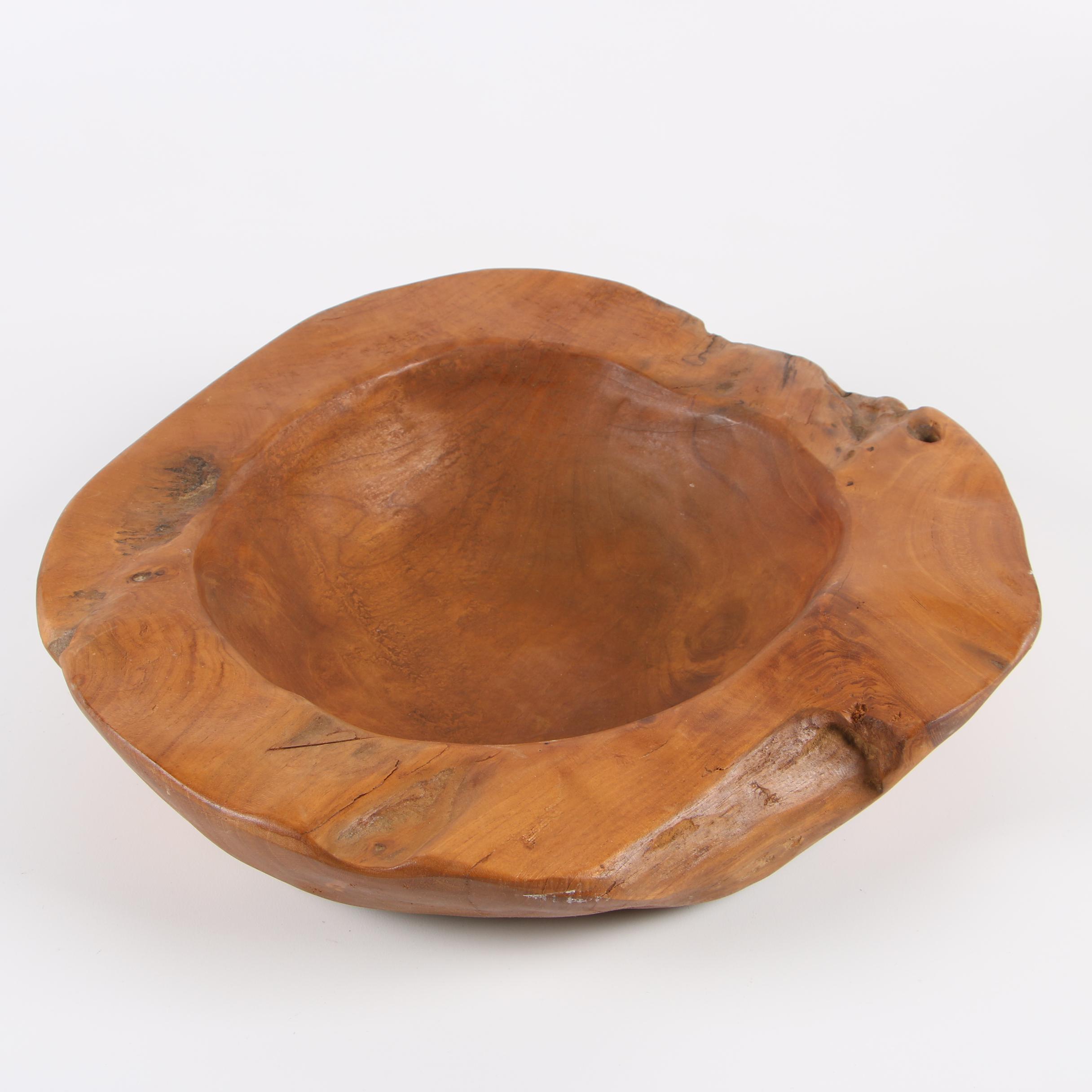 Hand Carved Natural Wood Bowl
