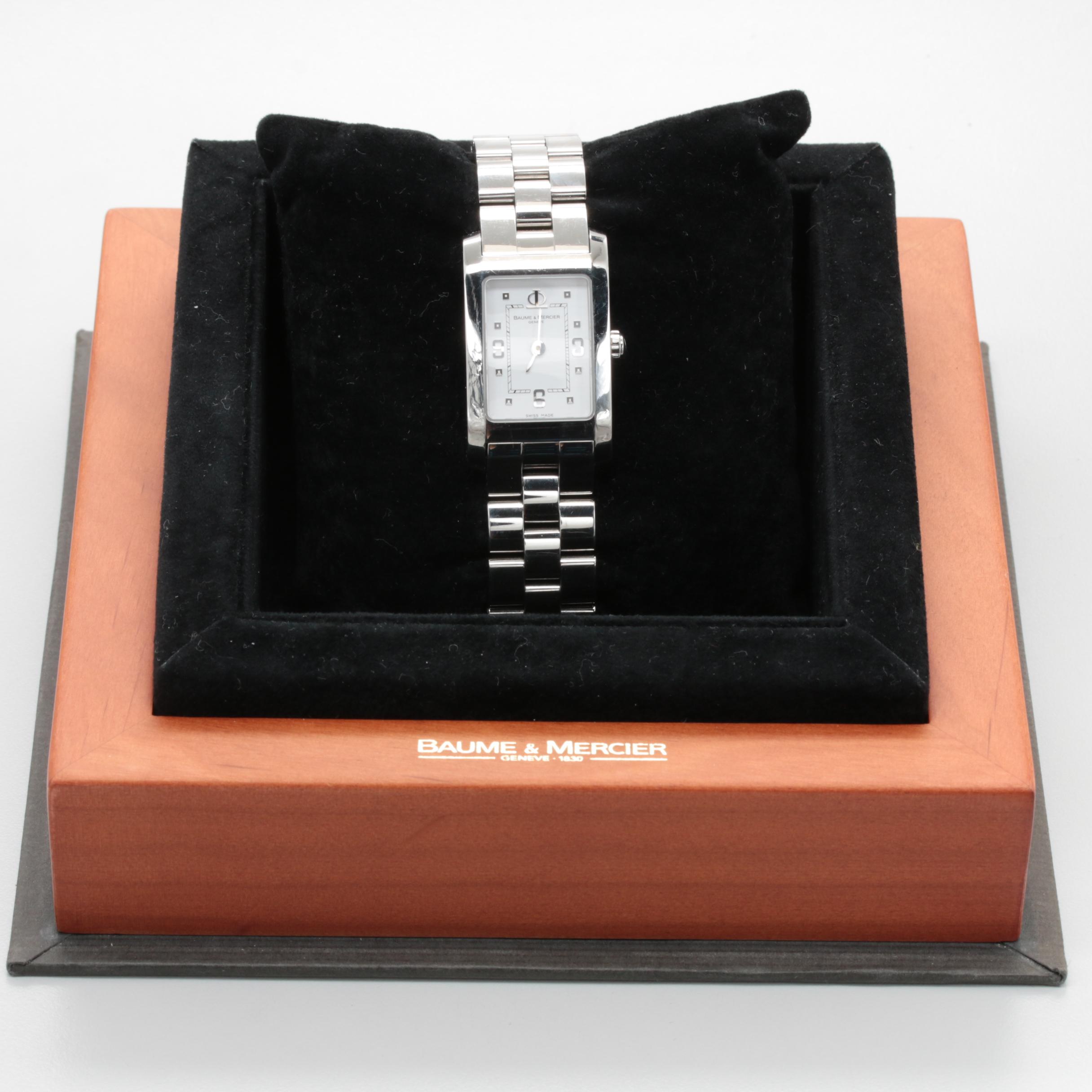 Baume and Mercier Stainless Steel White Rectangular Dial Watch