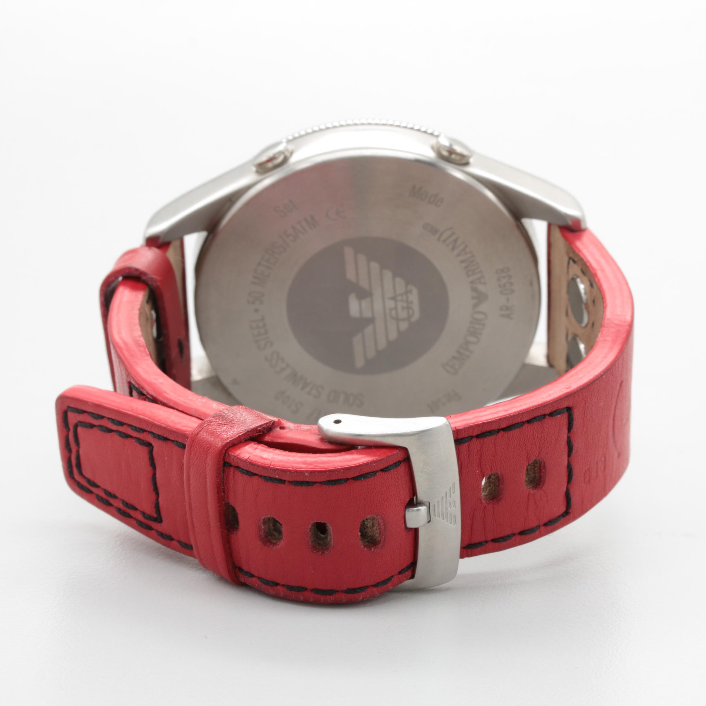 Emporio Armani Stainless Steel Red Digital Watch
