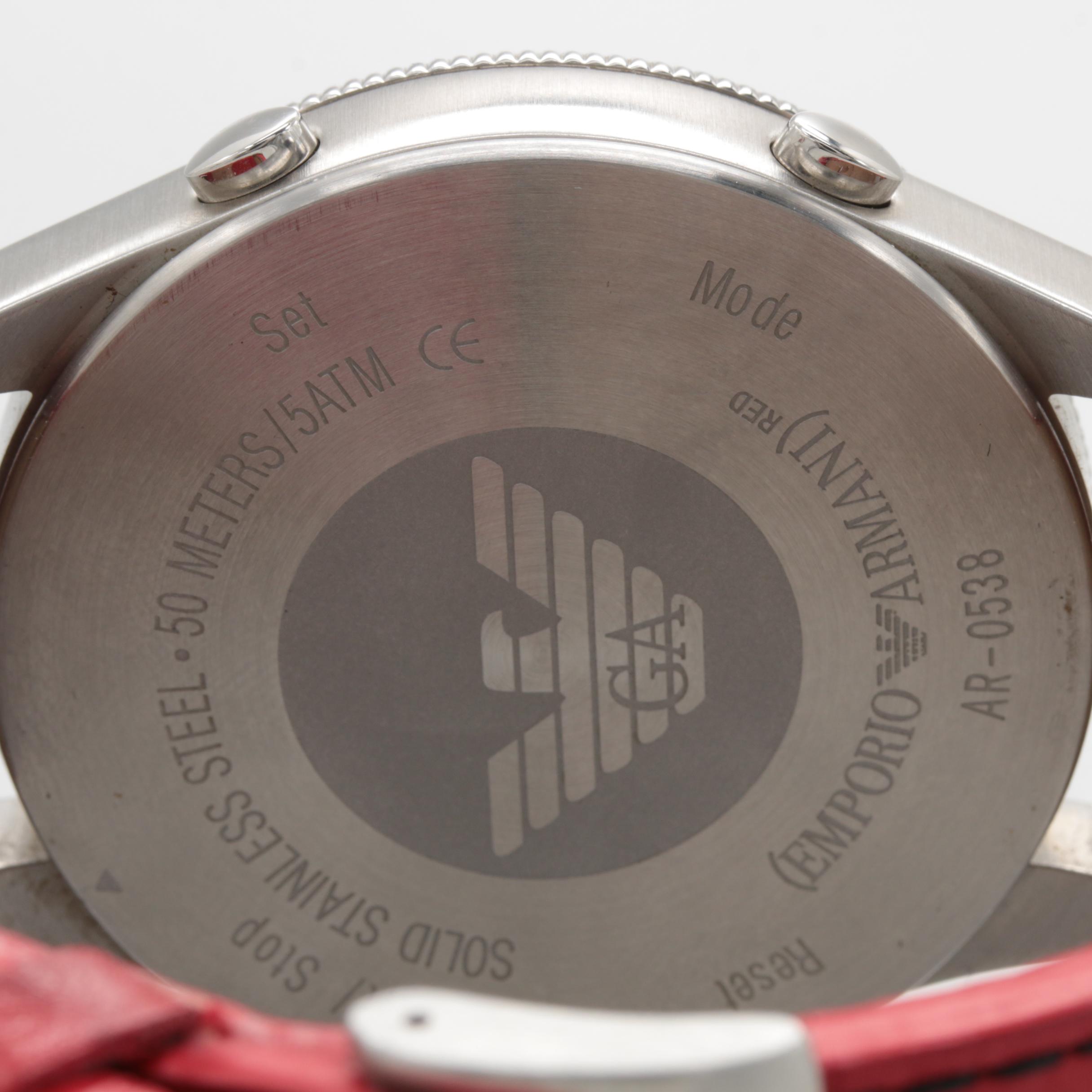 Emporio Armani Stainless Steel Red Digital Watch