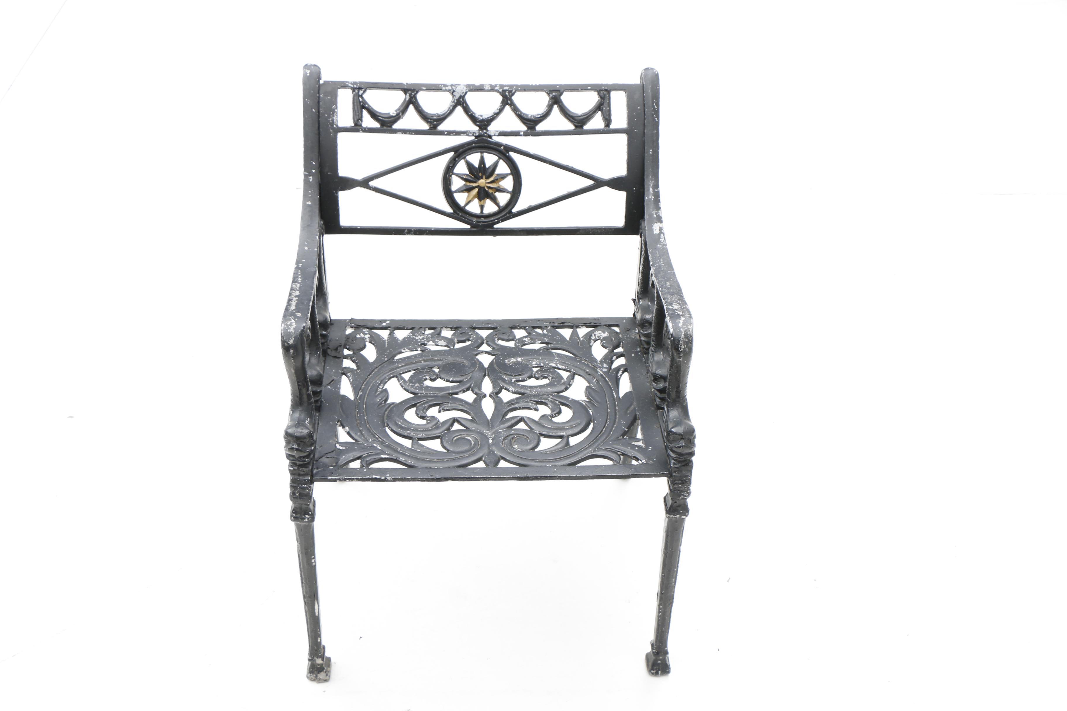 Kenneth Lynch "Filigree Design Star and Dolphin" Chairs and Table