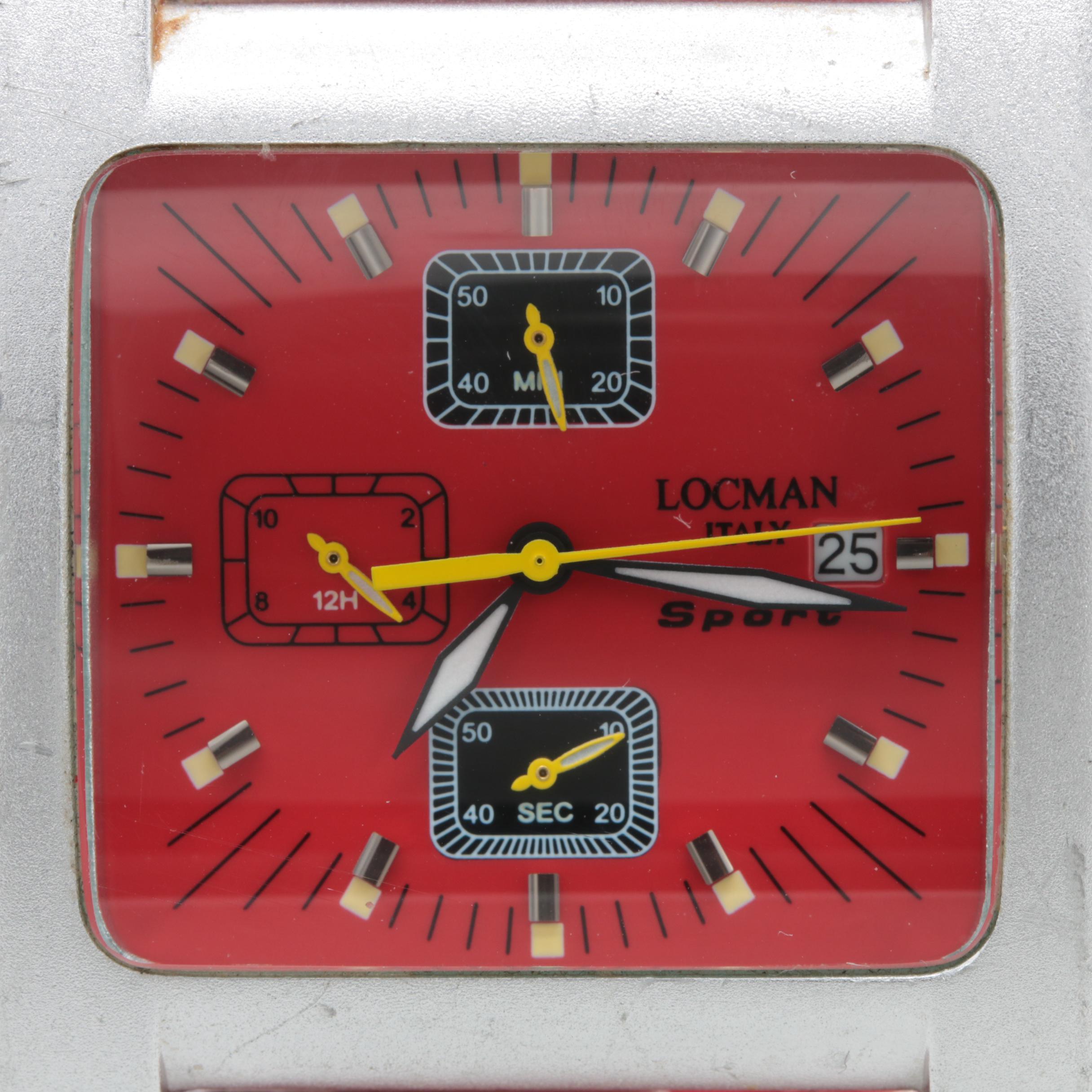 Lockman Aluminum Red Dial and Leather Strap Watch