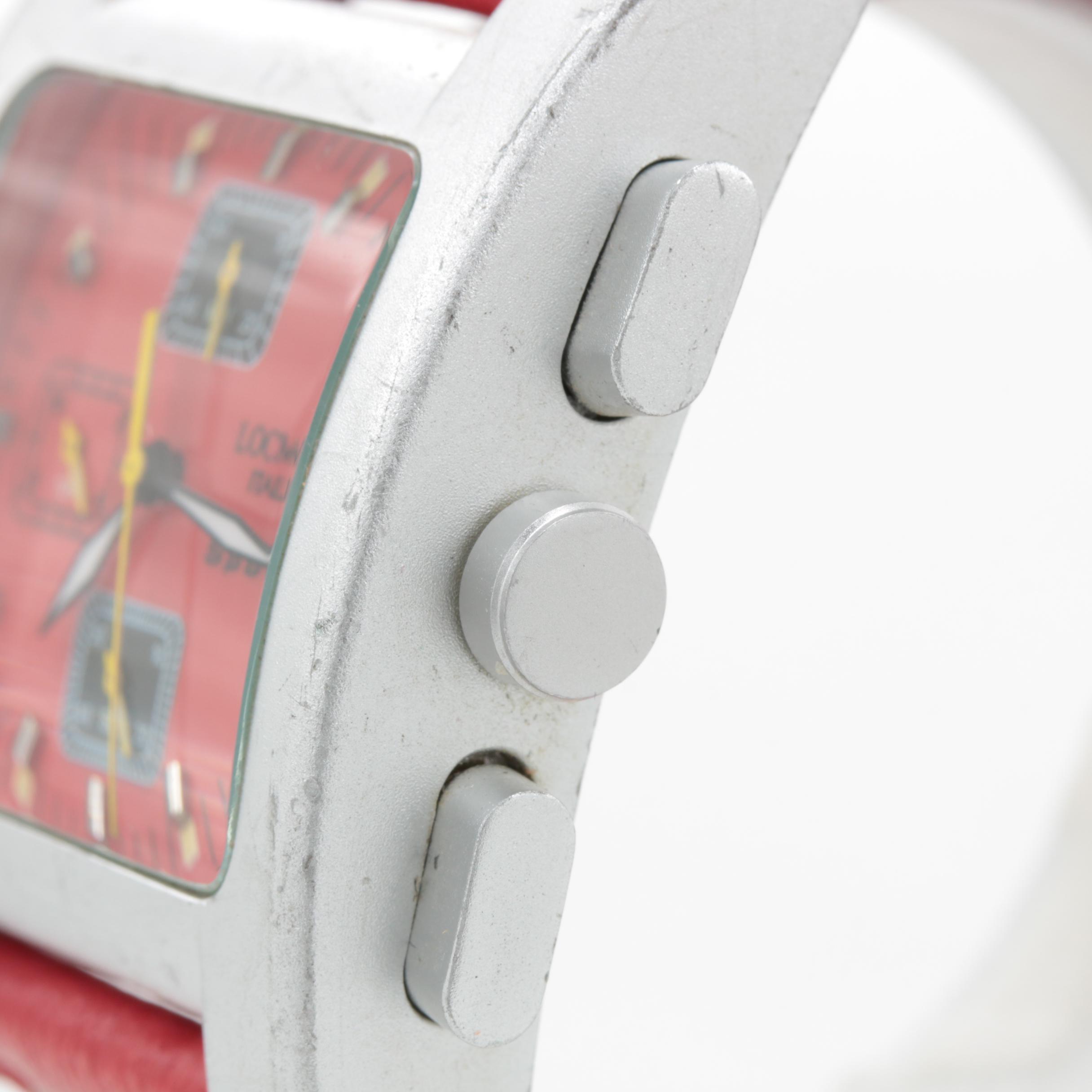 Lockman Aluminum Red Dial and Leather Strap Watch