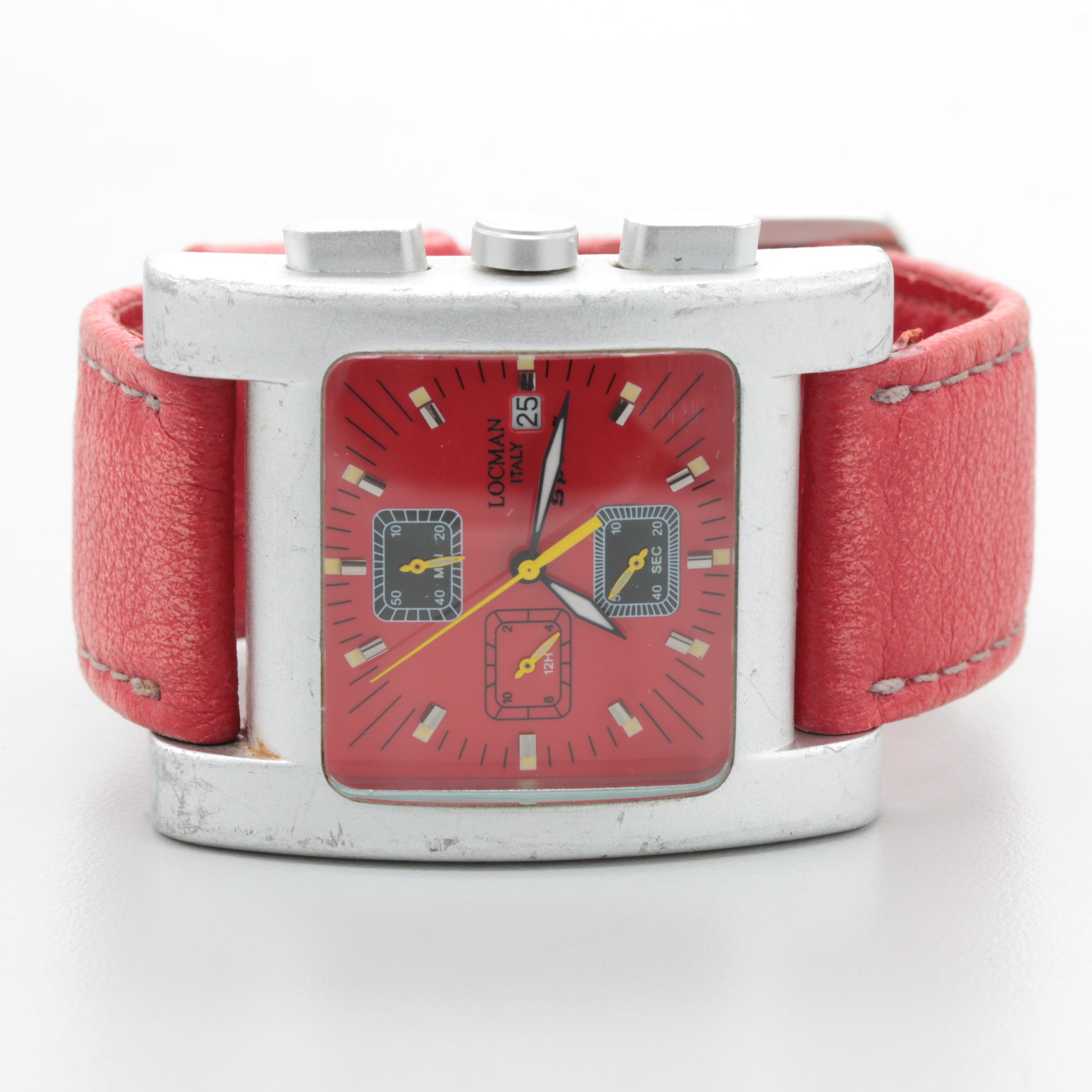 Lockman Aluminum Red Dial and Leather Strap Watch