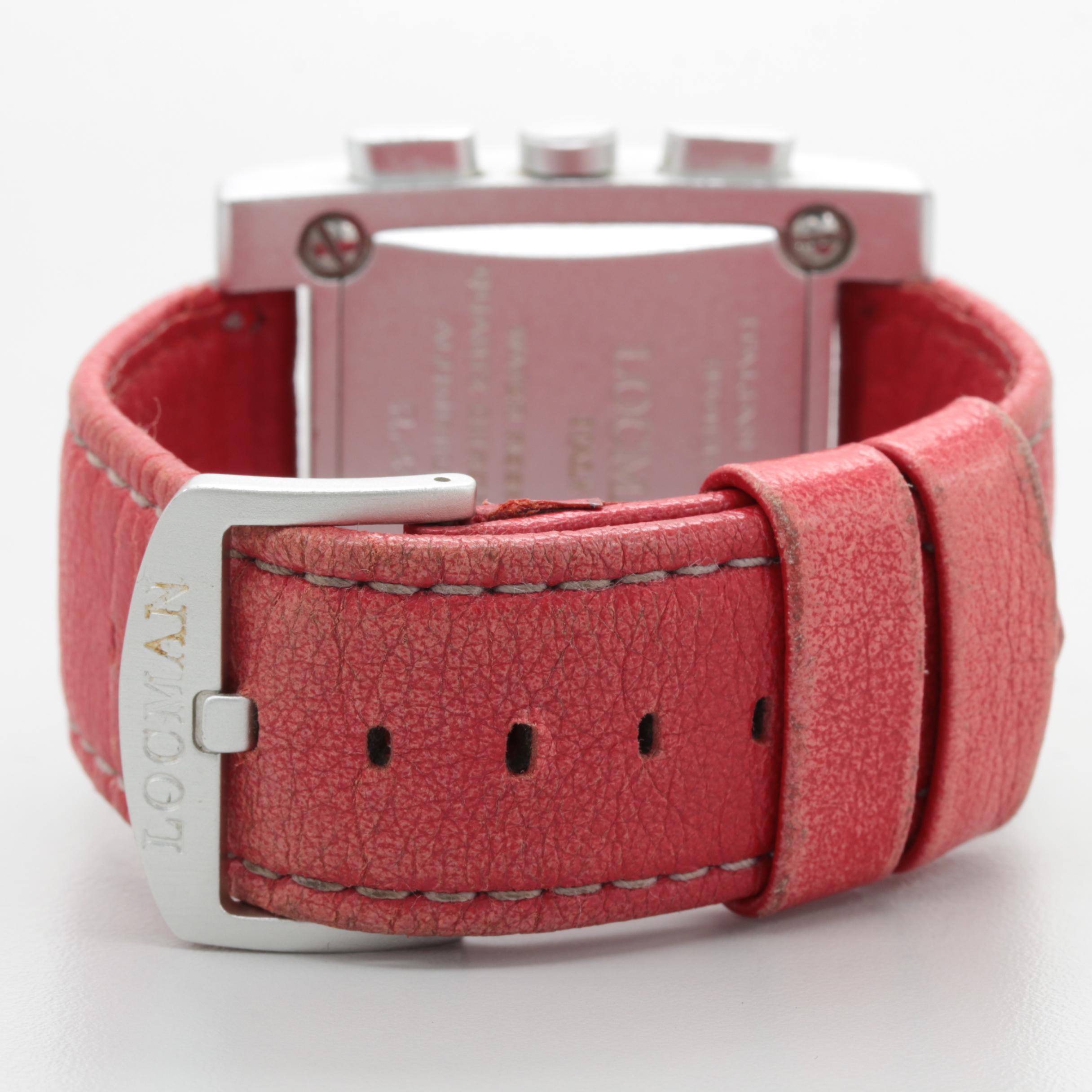 Lockman Aluminum Red Dial and Leather Strap Watch
