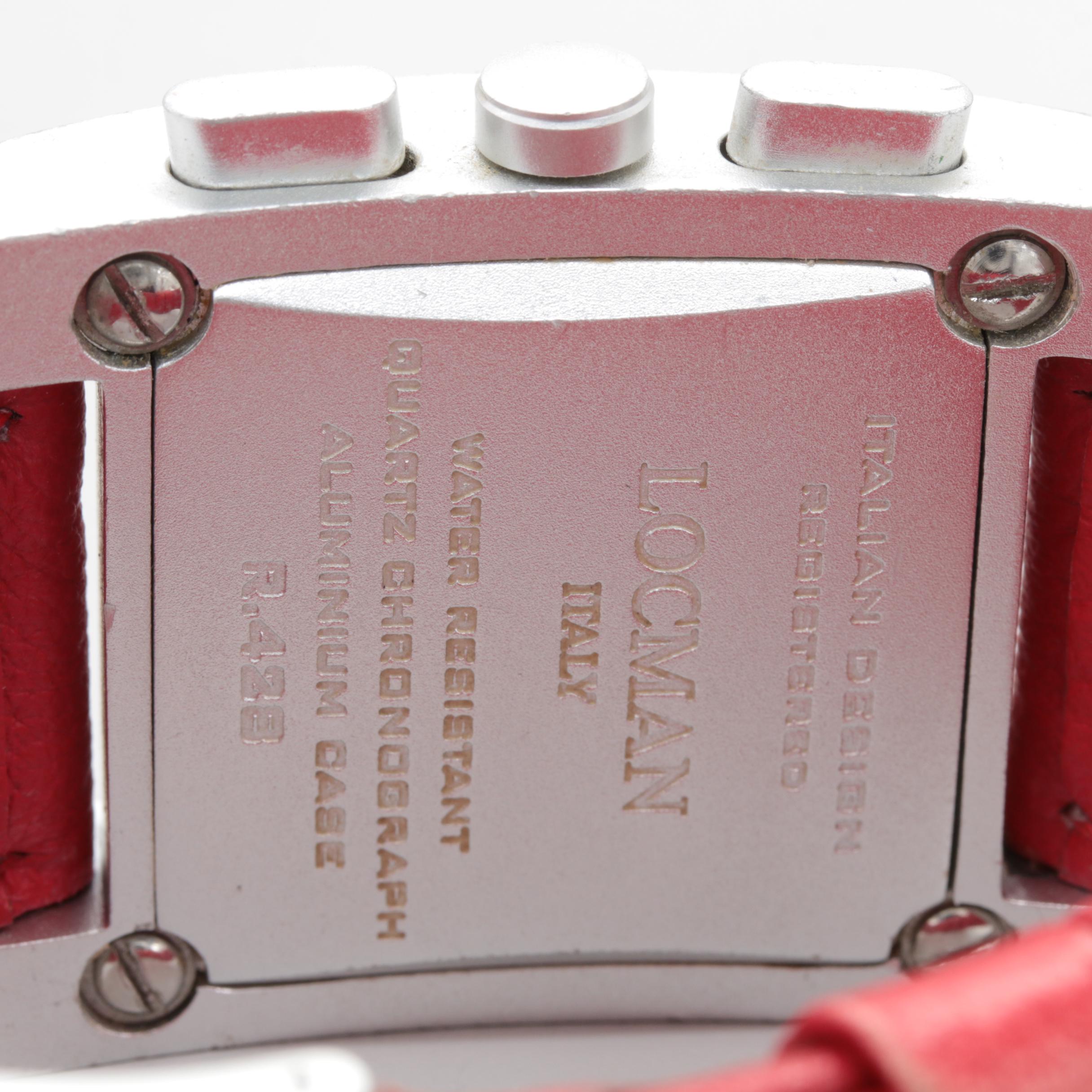 Lockman Aluminum Red Dial and Leather Strap Watch