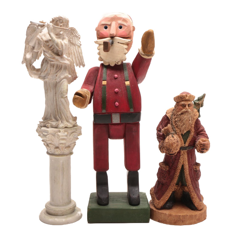 Contemporary Santa Claus and Angel Decorative Figures