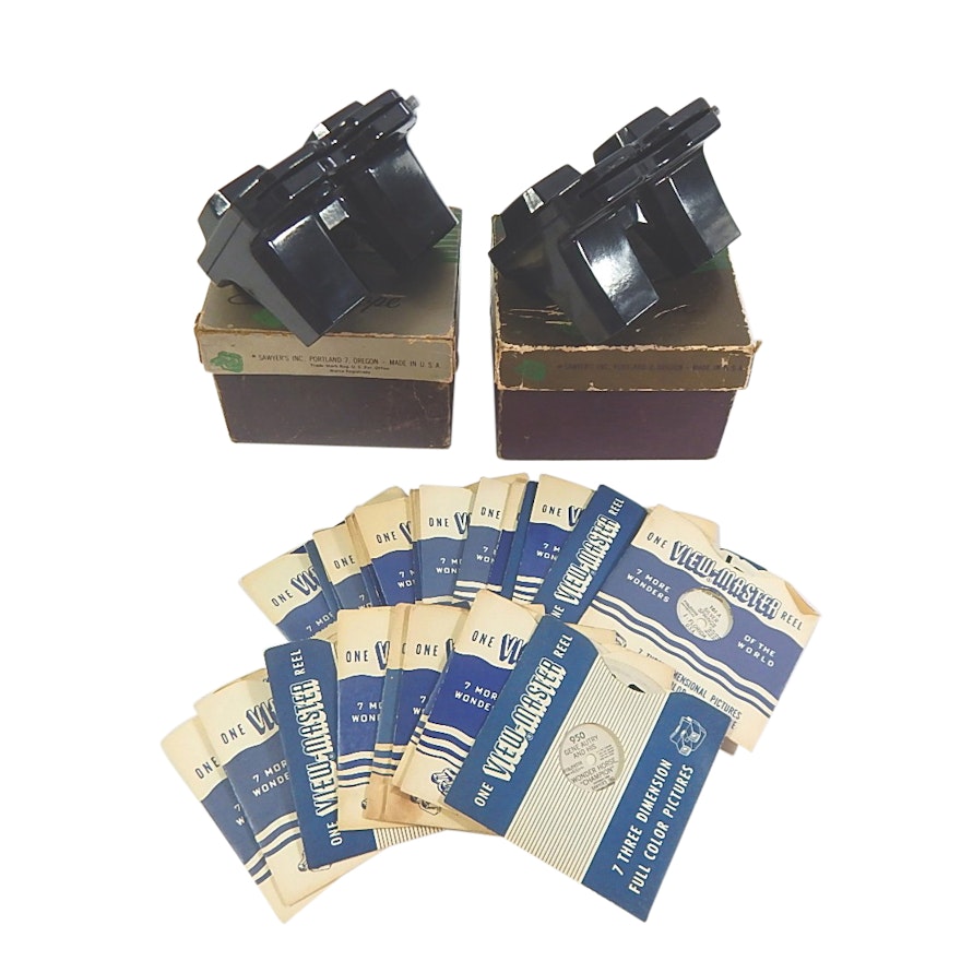 Vintage Sawyer's Viewmasters with Boxes and Reels
