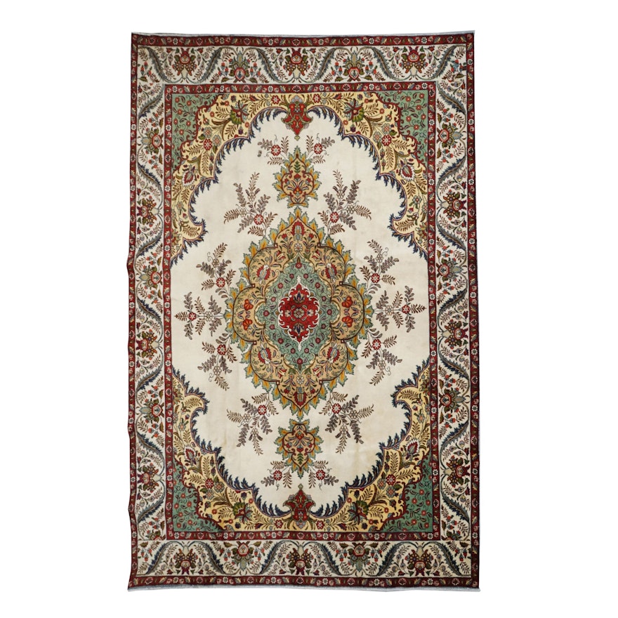 Hand-Knotted Persian Tabriz Wool Room Sized Rug