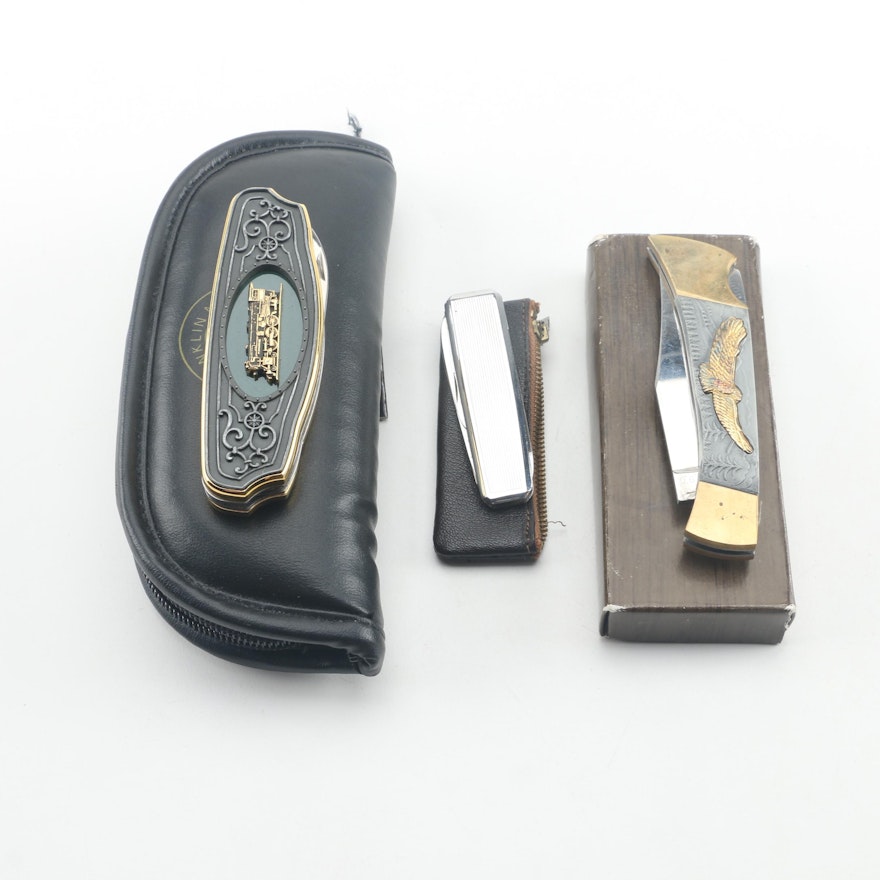 Franklin Mint Crescent Ltd. Railway Collector's Knife with Other Pocket Knives